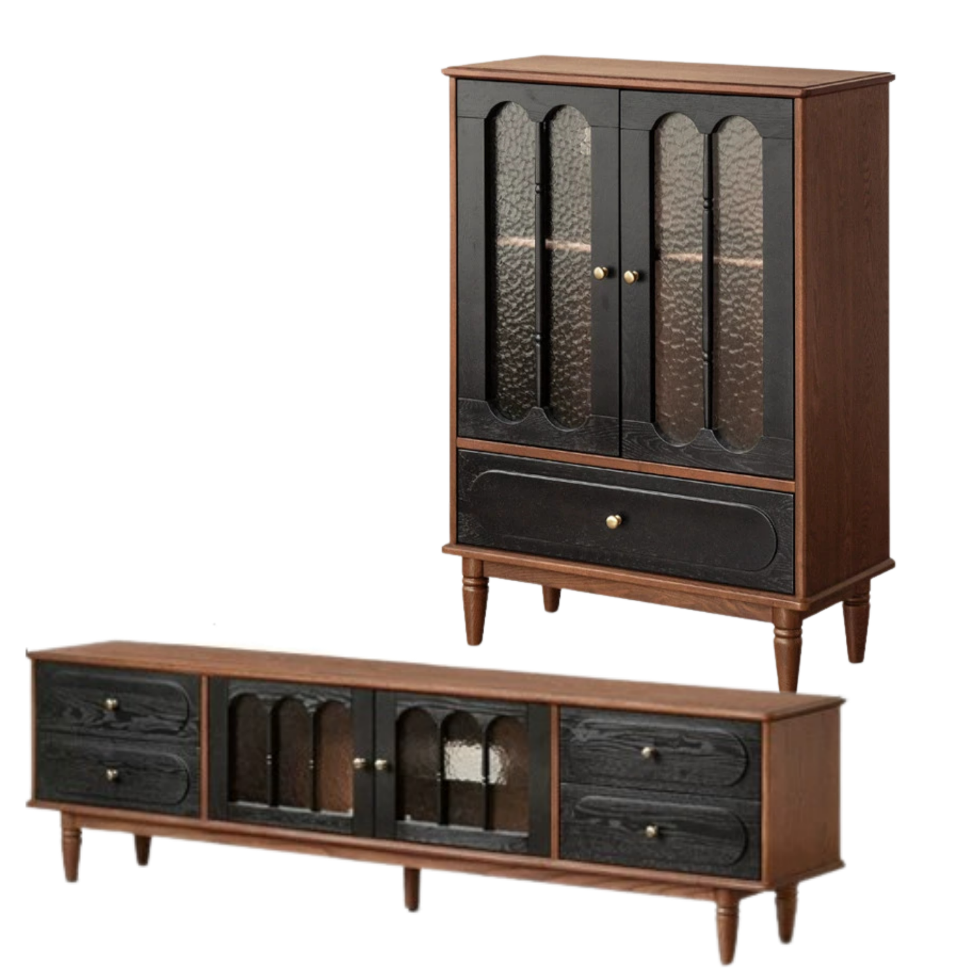 Ash Solid Wood French Retro Side Cabinet.