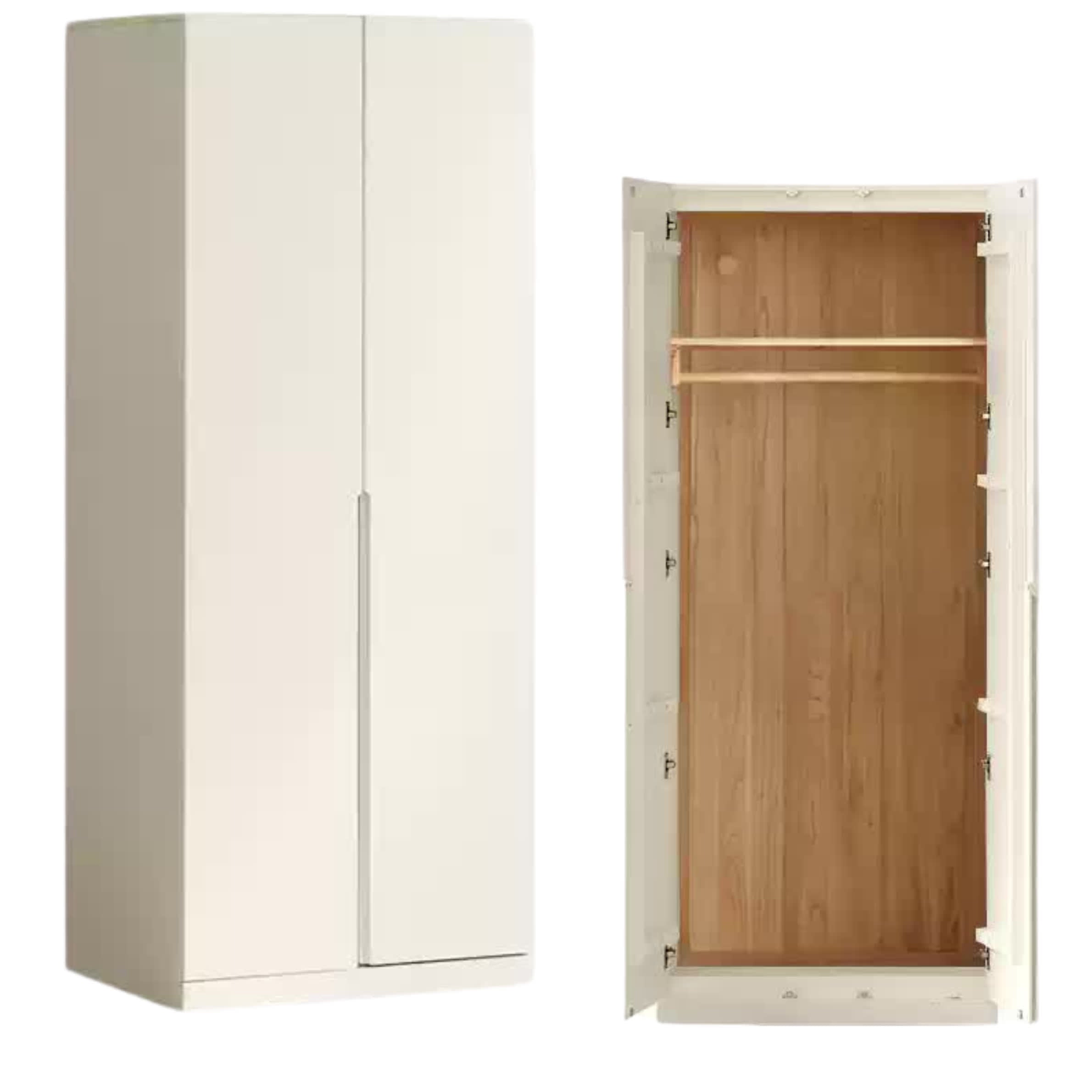 Solid Rubberwood Cream Style Nordic Wardrobe.