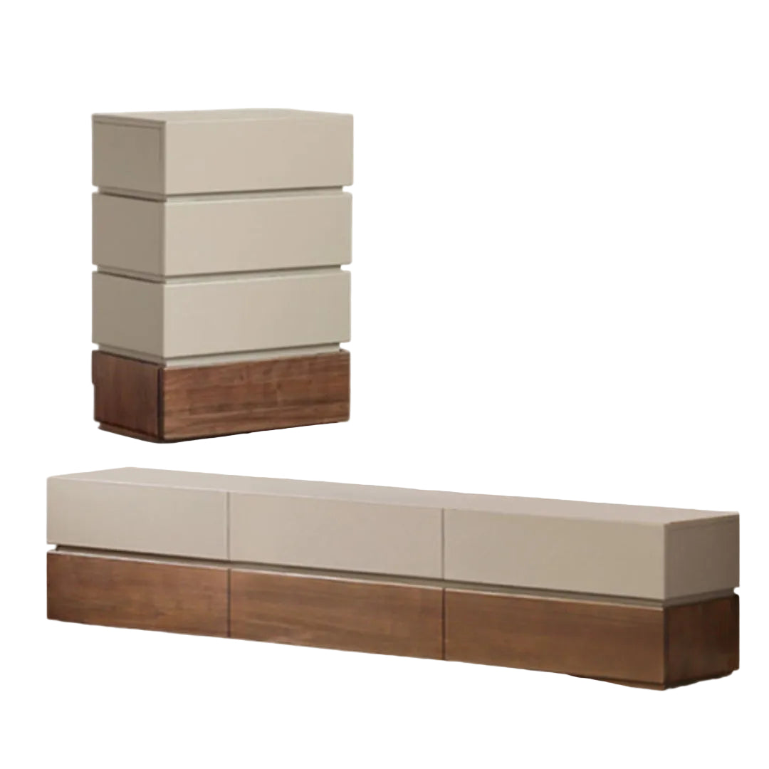 Black Walnut, Poplar Solid Wood Italian Light Luxury Side Cabinet.