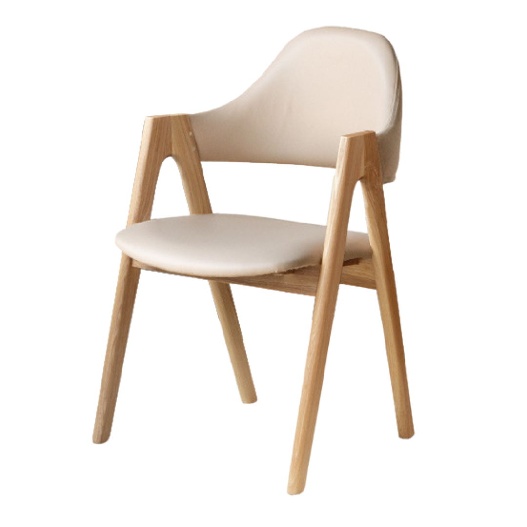 Black Walnut, Oak, Solid Rubberwood Chair with Soft Fabric/Leather Back