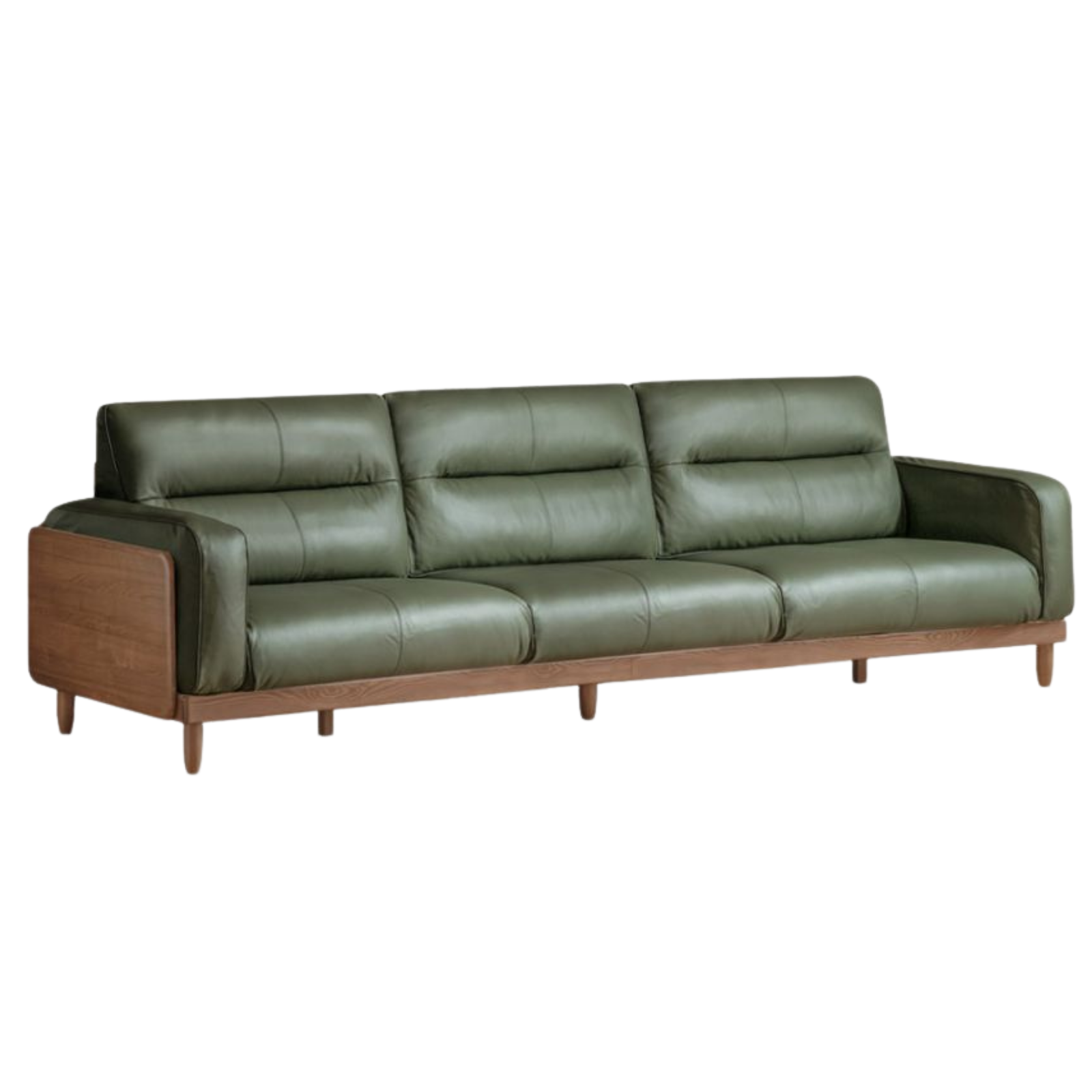Ash Solid Wood Genuine Leather High Back Sofa