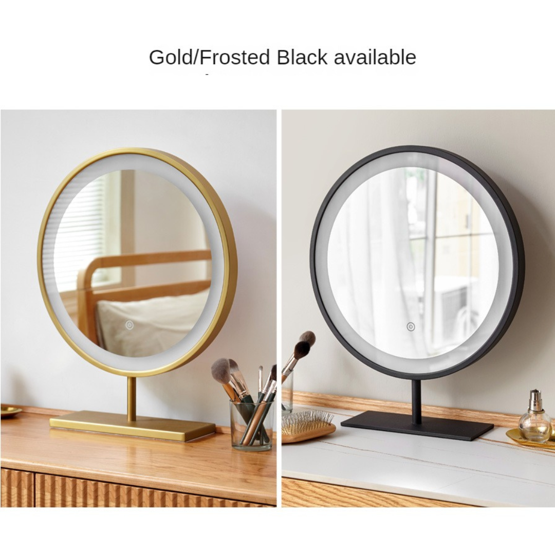 Light Luxury Makeup Mirror Desktop Small LED With Light.