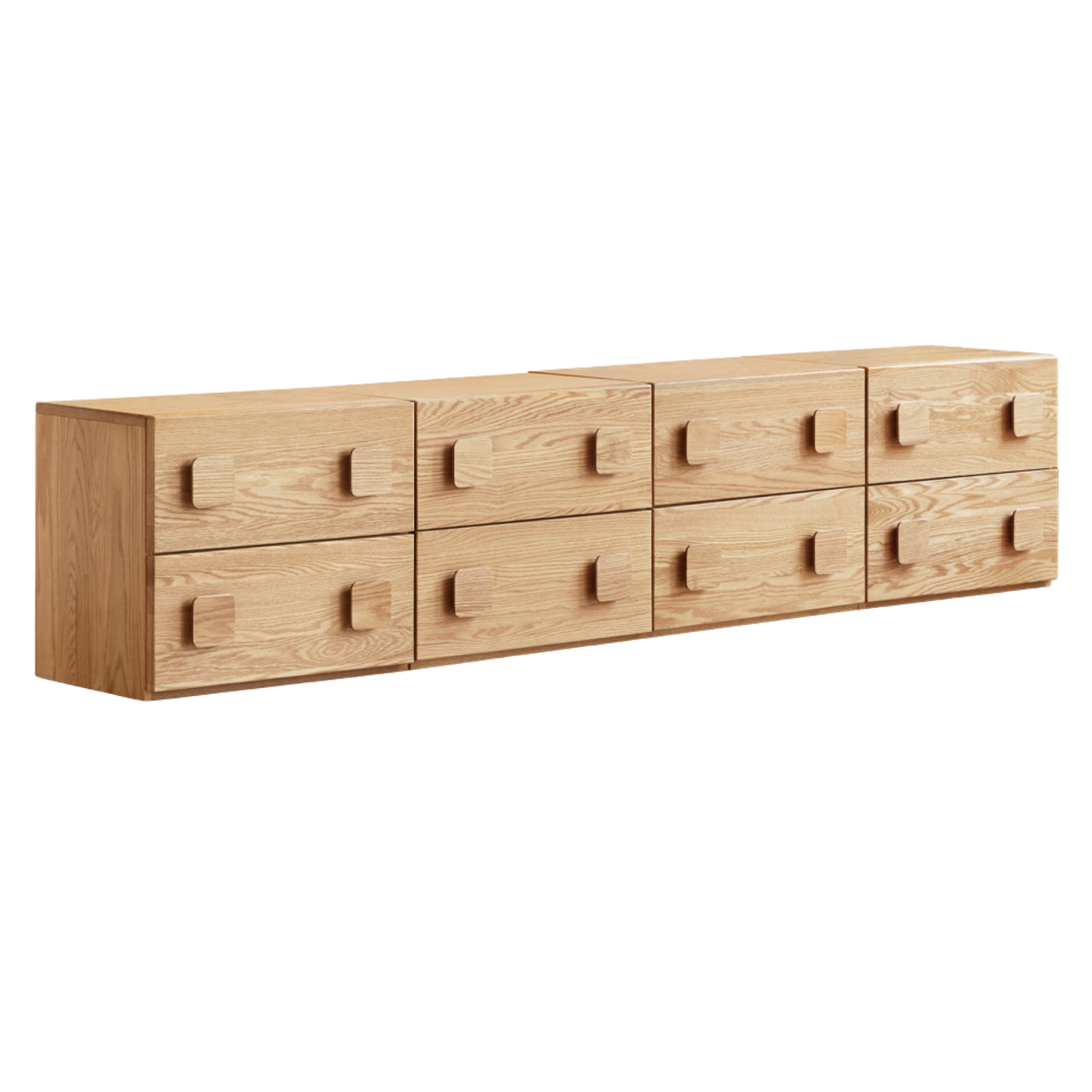Ash, Rubberwood, Oak Solid Wood Floor-Standing Module Combination TV Stand