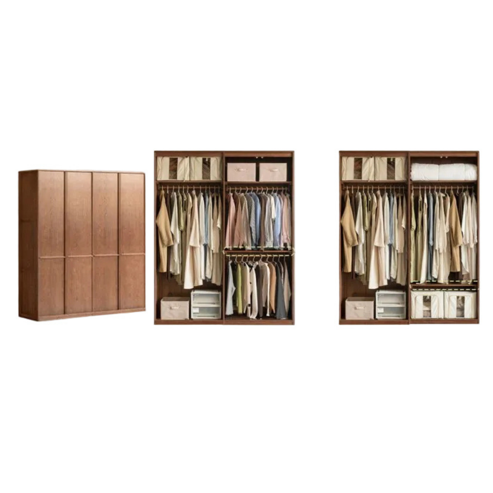 Oak Solid Wood Wardrobe with Modern Minimalist Design