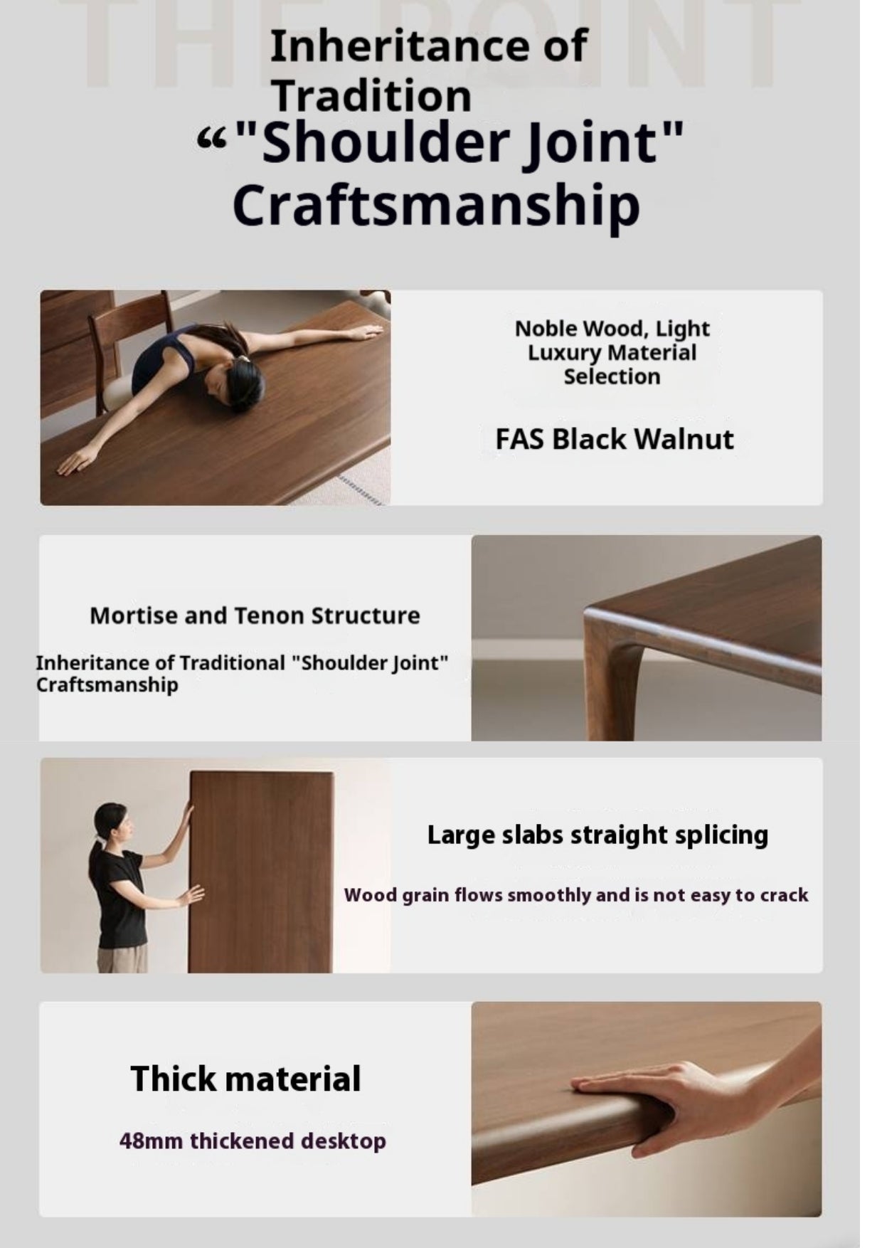 Black Walnut Solid Wood Rectangular Dining Table