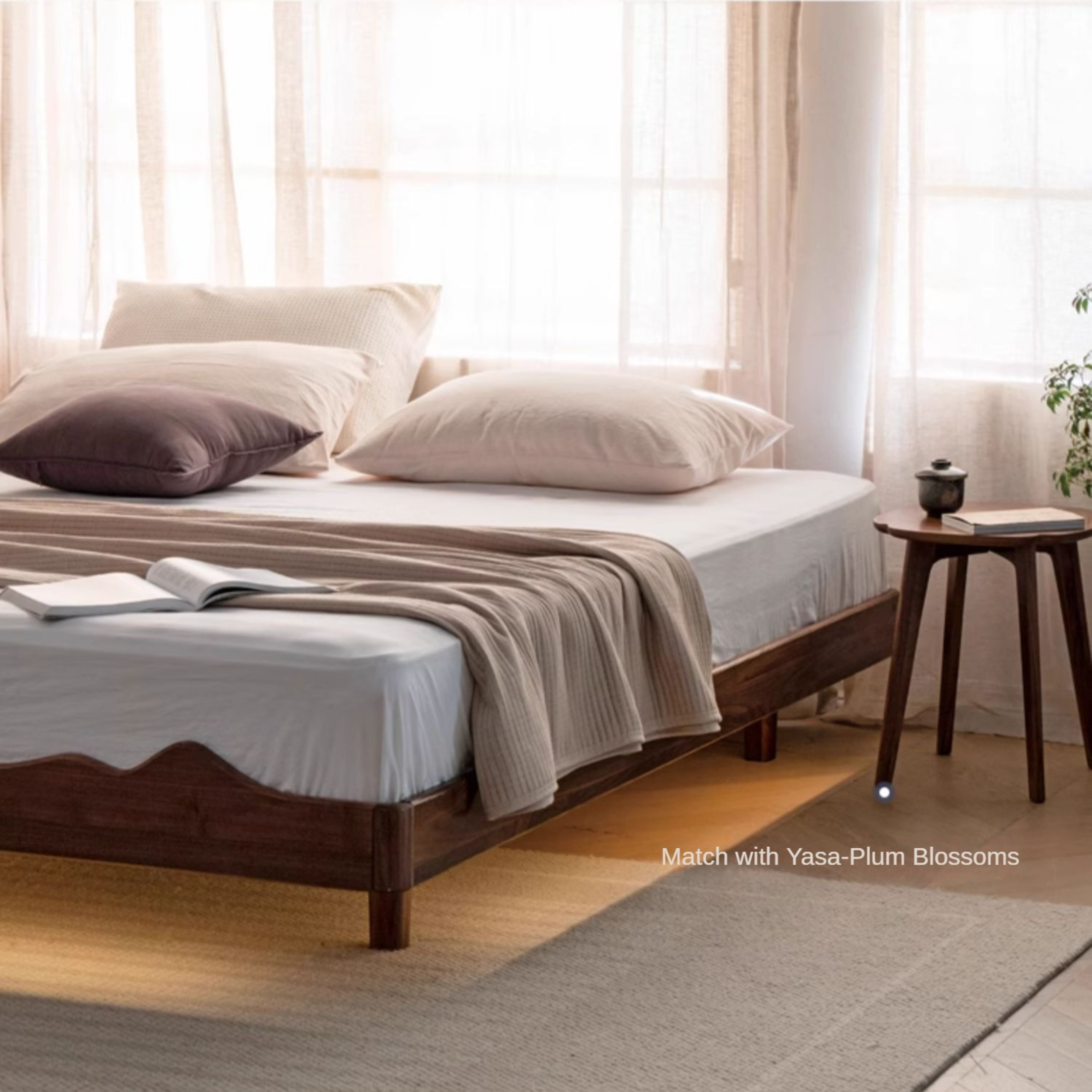 North American black walnut, Ash Solid Wood platform bed