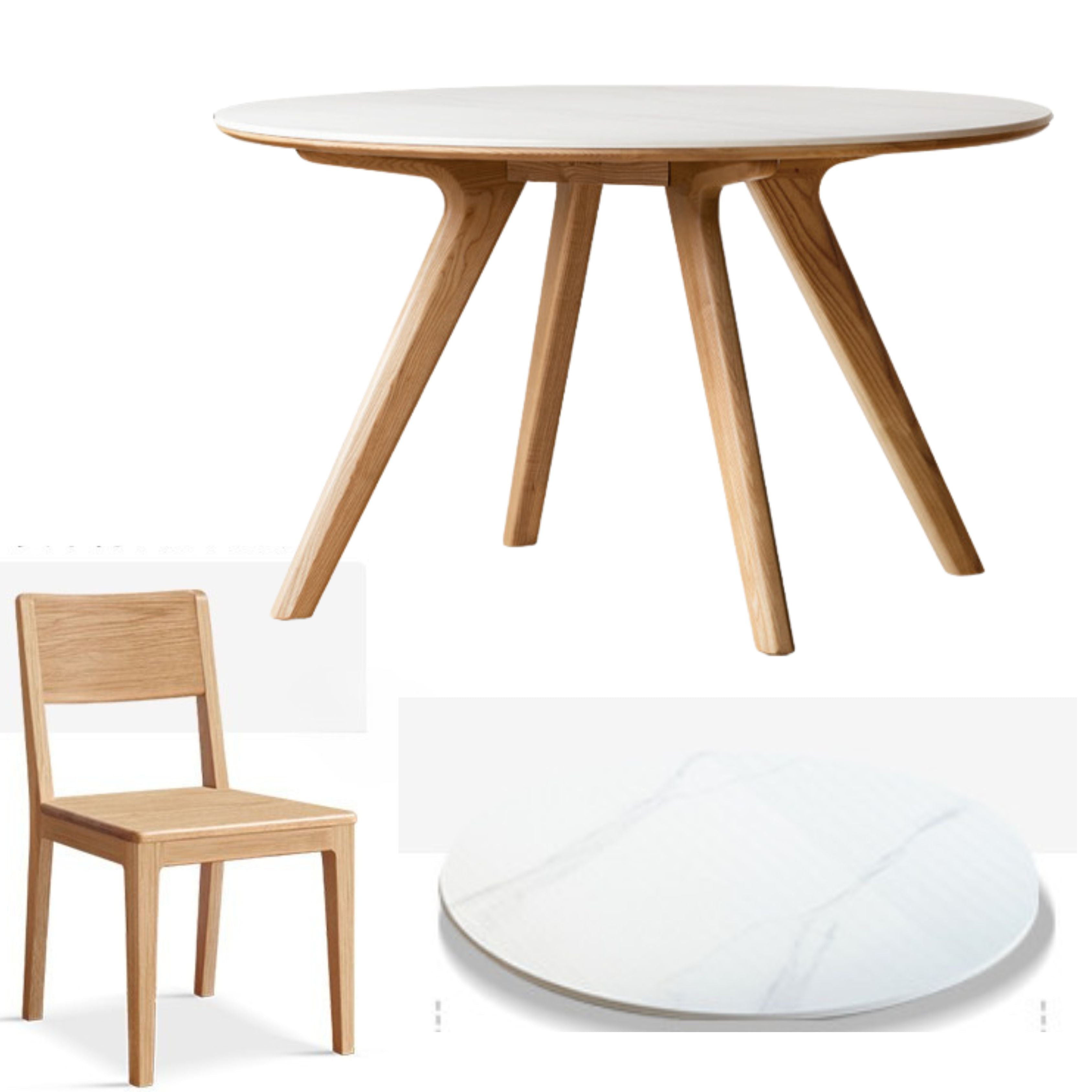 Ash Solid Wood Modern Rock Round Table.