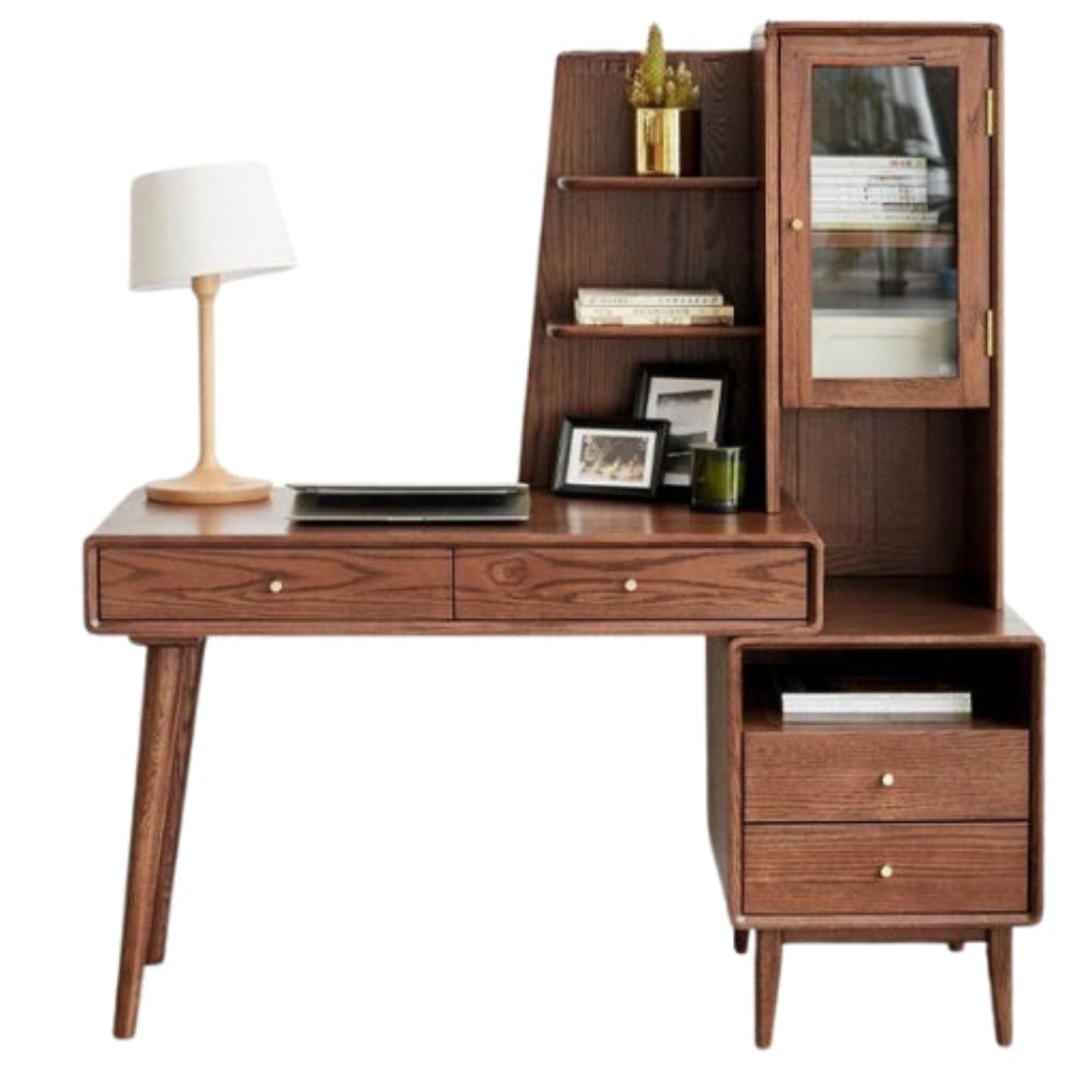 Oak Solid Wood Retractable Computer Desk
