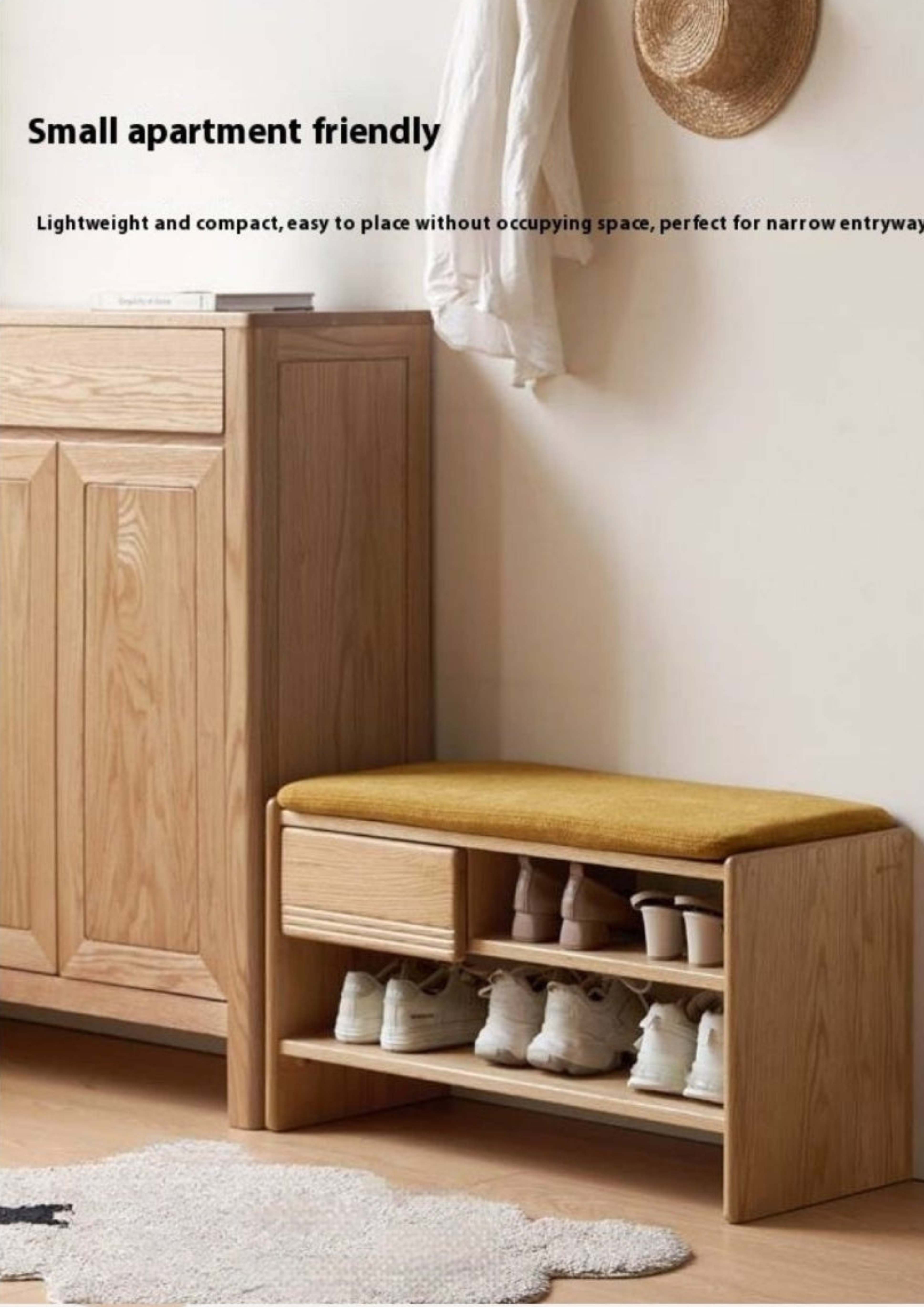 Oak Solid Wood Shoe Changing Stool