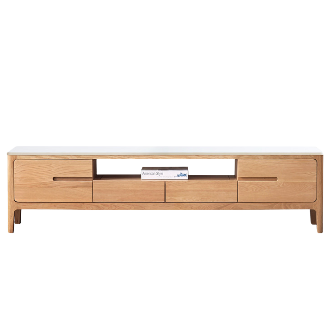 Oak, Solid Rubberwood Modern TV Stand