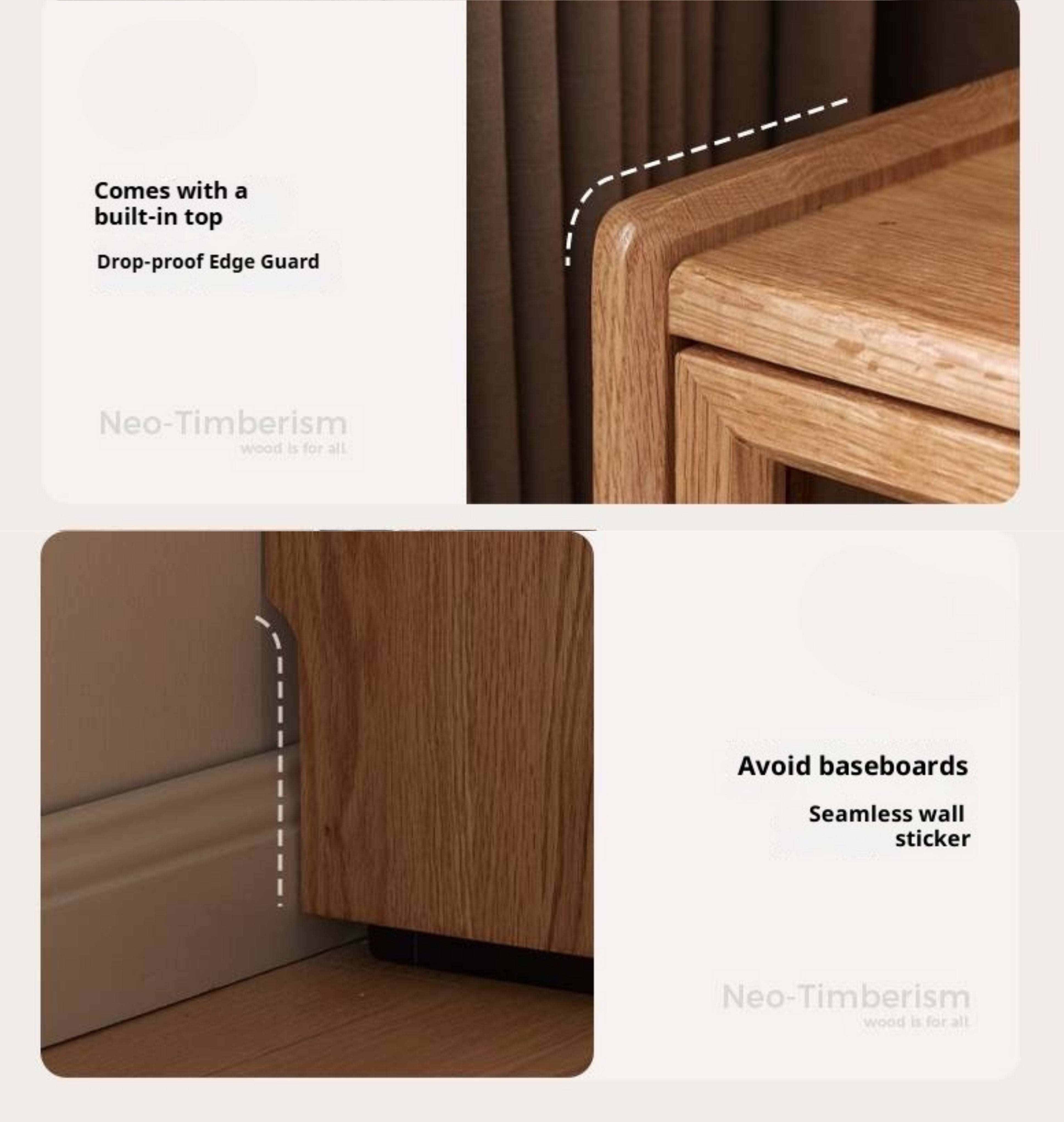 Oak Solid Wood Modern Side Cabinet