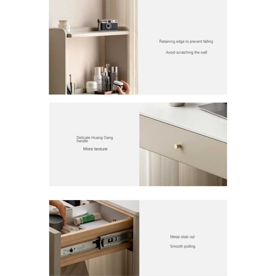 Poplar Solid Wood Office Desk, Small Dressing Table Slate Top