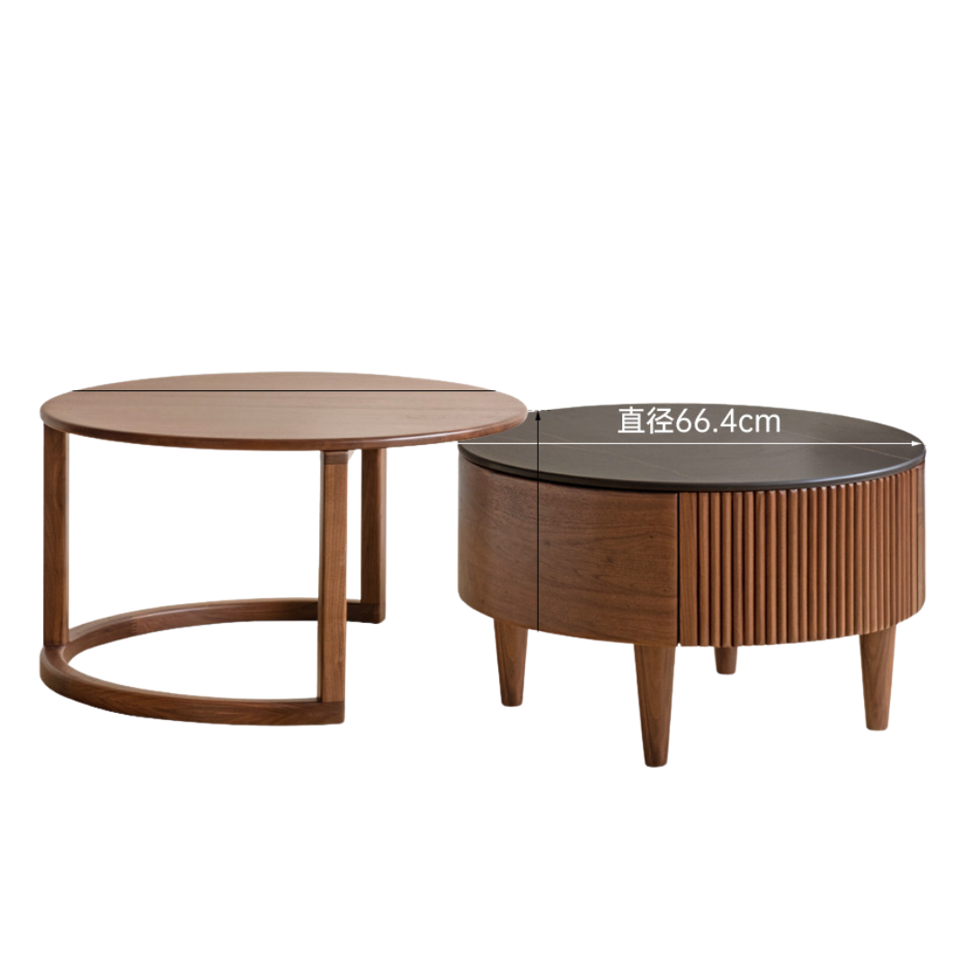 Black Walnut, Ash Solid Wood Combination Rock Plate Coffee Table