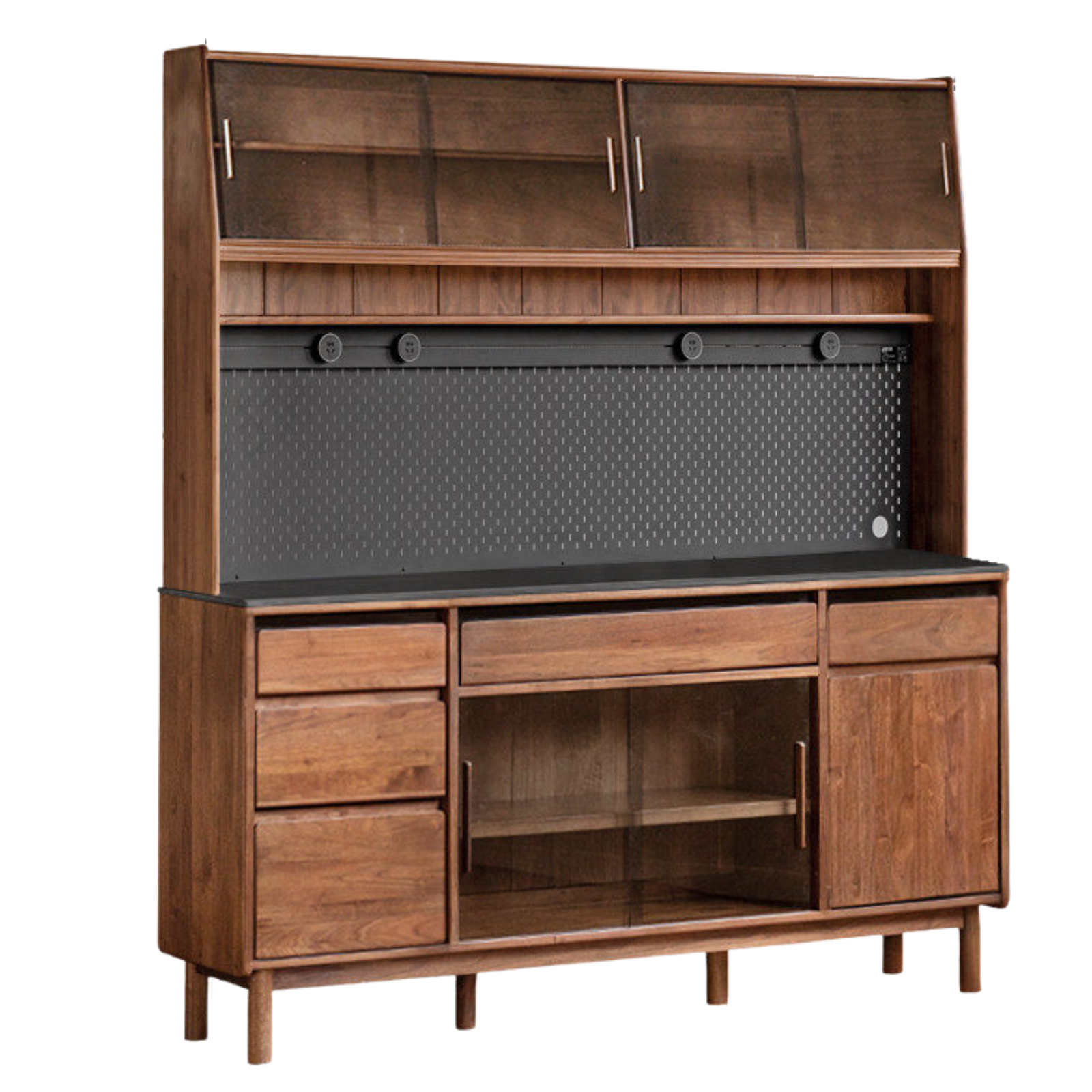 Black Walnut, Sandalwood Solid Wood Light Luxury Rock Plate Sideboard