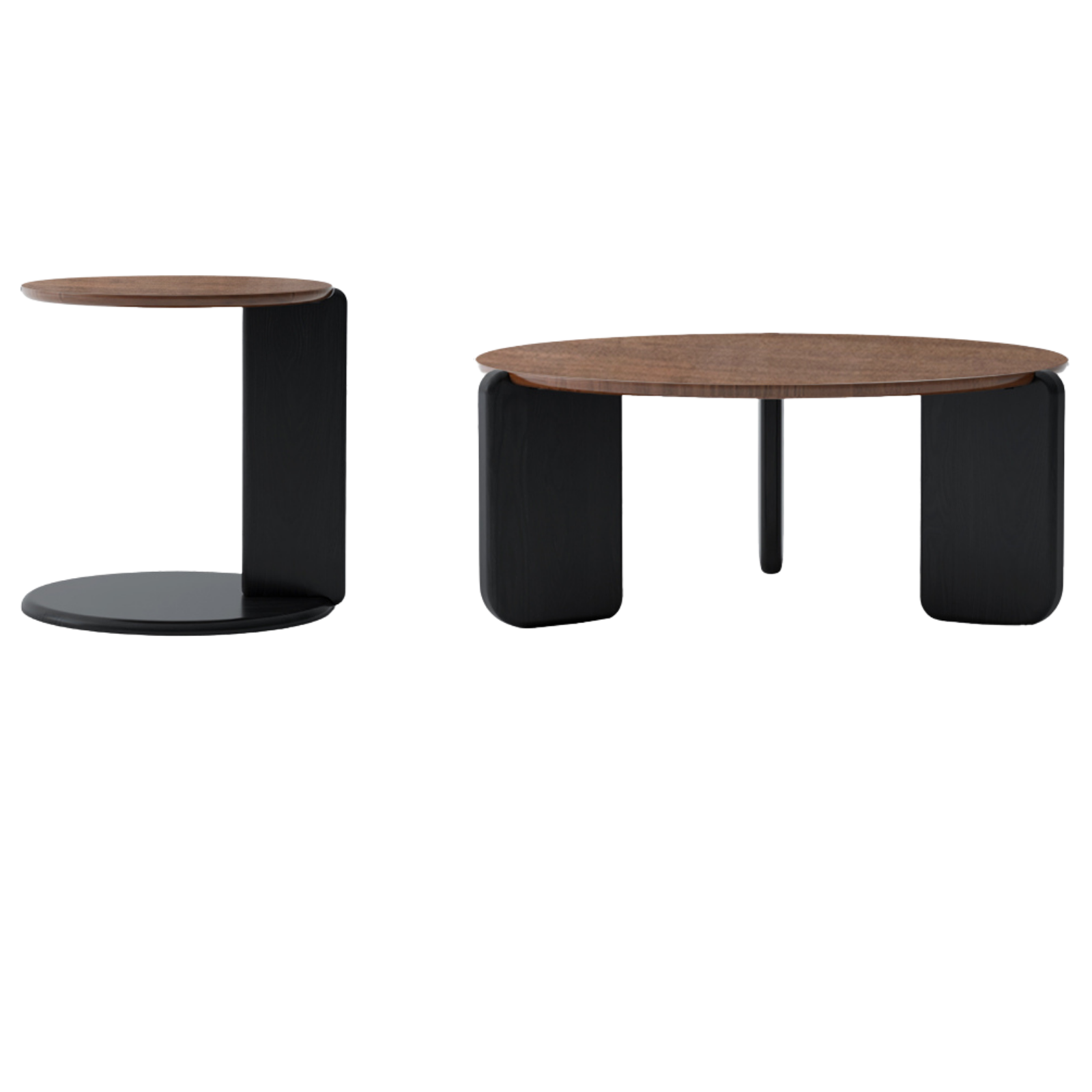 Black Walnut, Sandalwood Solid Wood Round Coffee Table Italian Light Luxury.