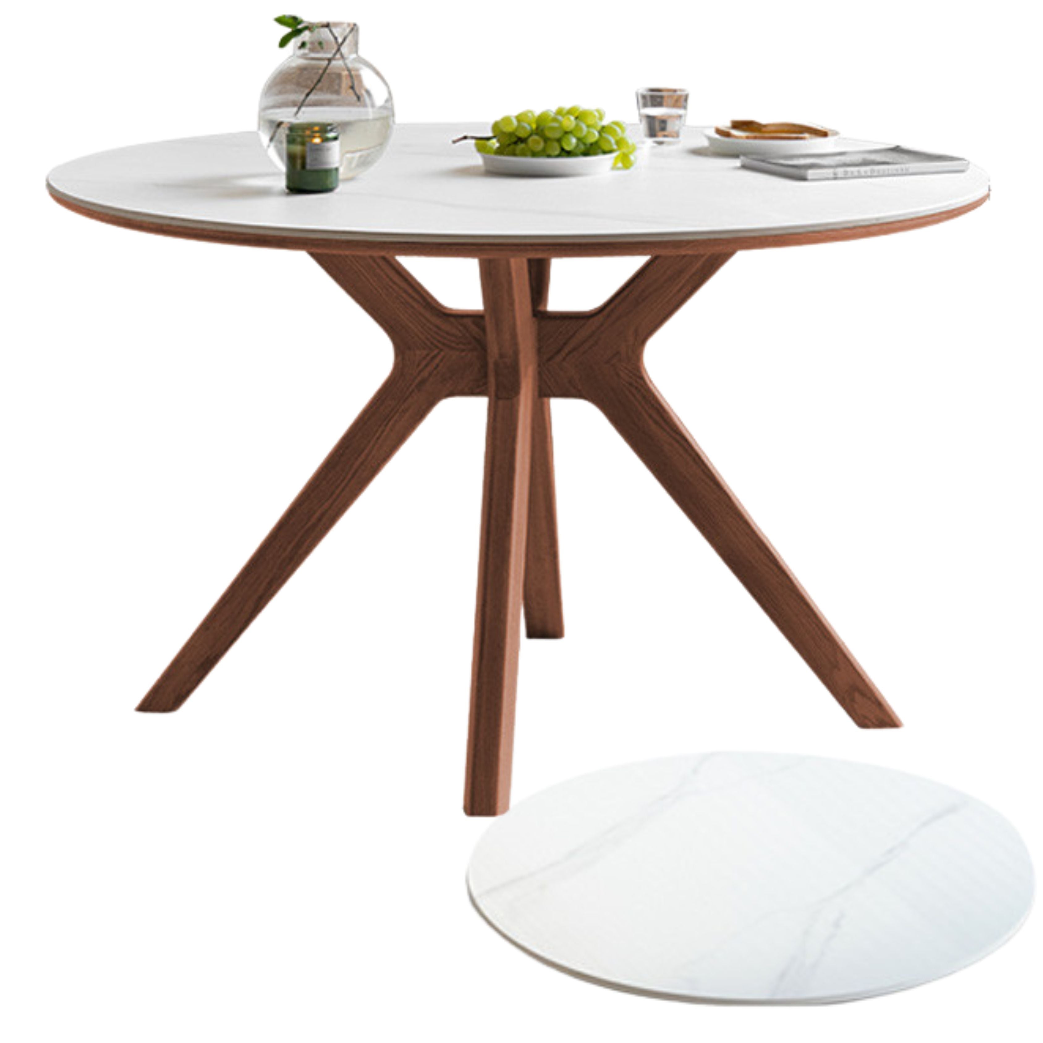 Black Walnut Solid Wood Round Dining Table