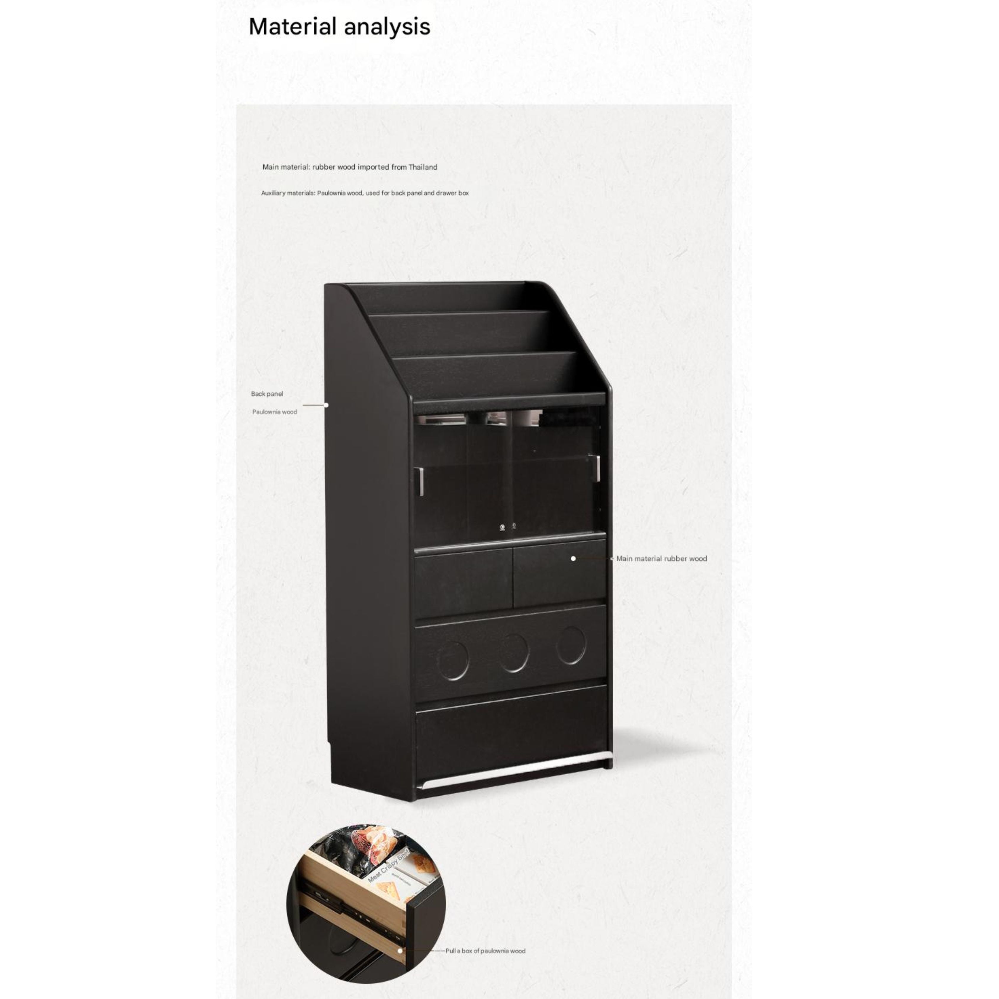 Solid Rubberwood Bauhaus Style Side Cabinet.