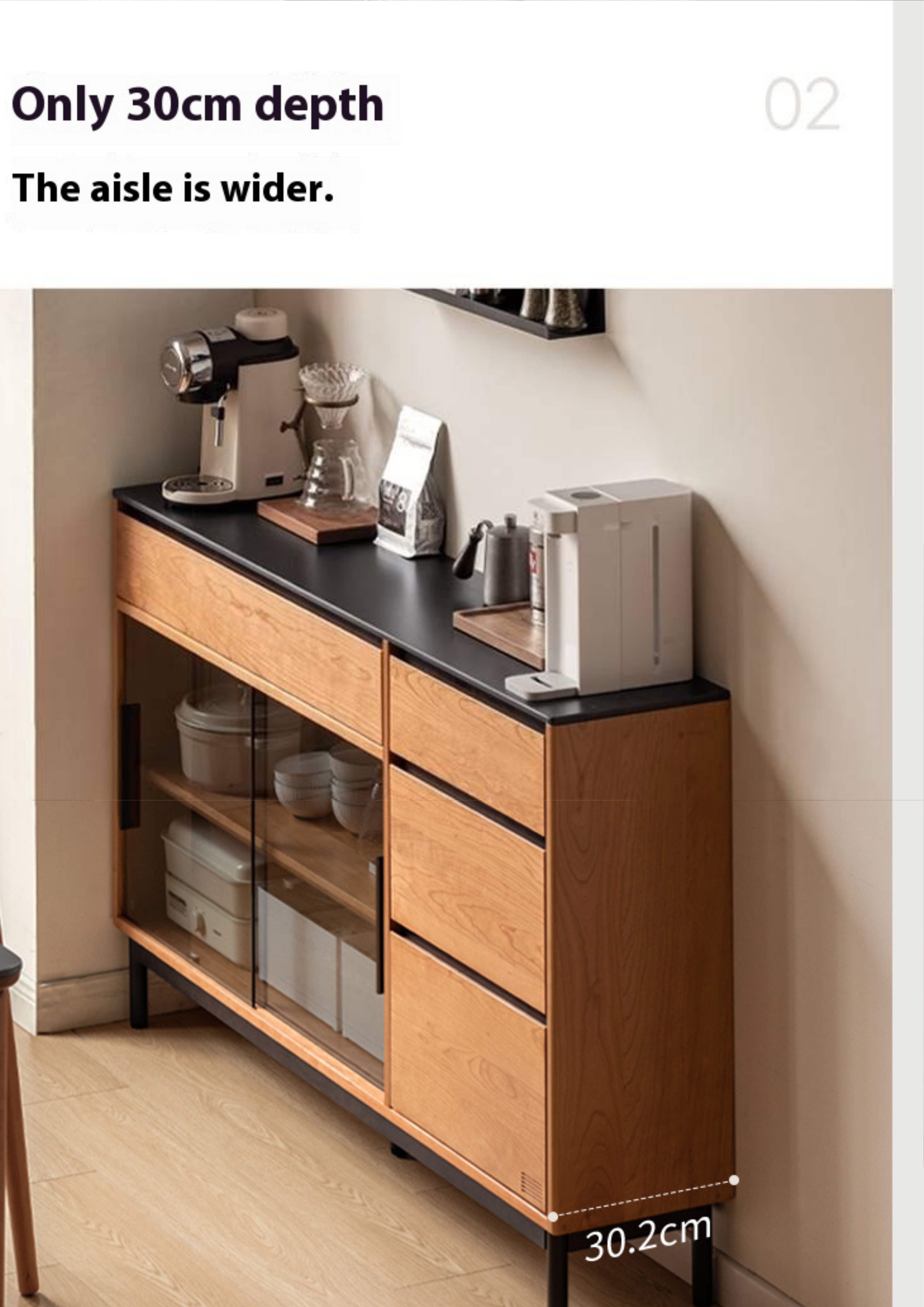 Cherry, Tulipwood Solid Wood Rock Board Dining Sideboardс