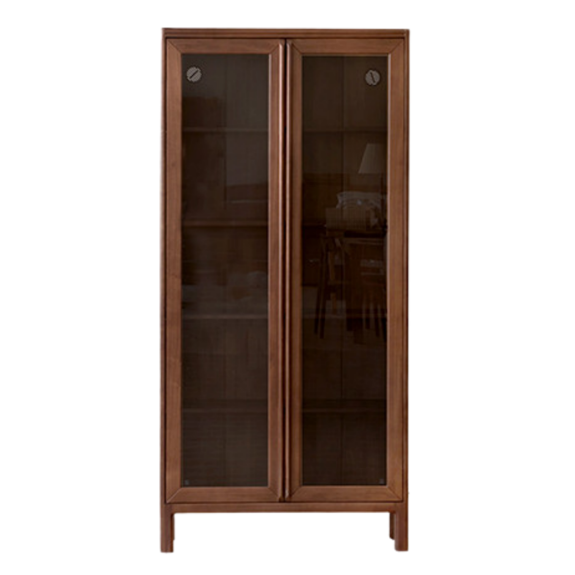 Black Walnut, Oak Solid Wood Nordic Bookcase with Glass Door