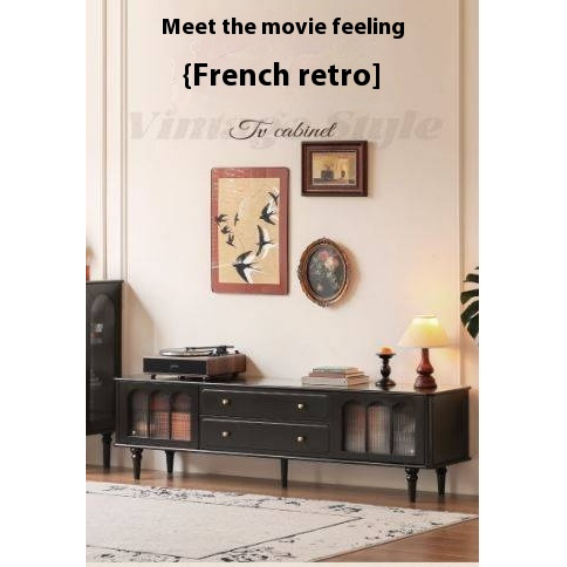 Solid RubberWood French Retro TV Stand