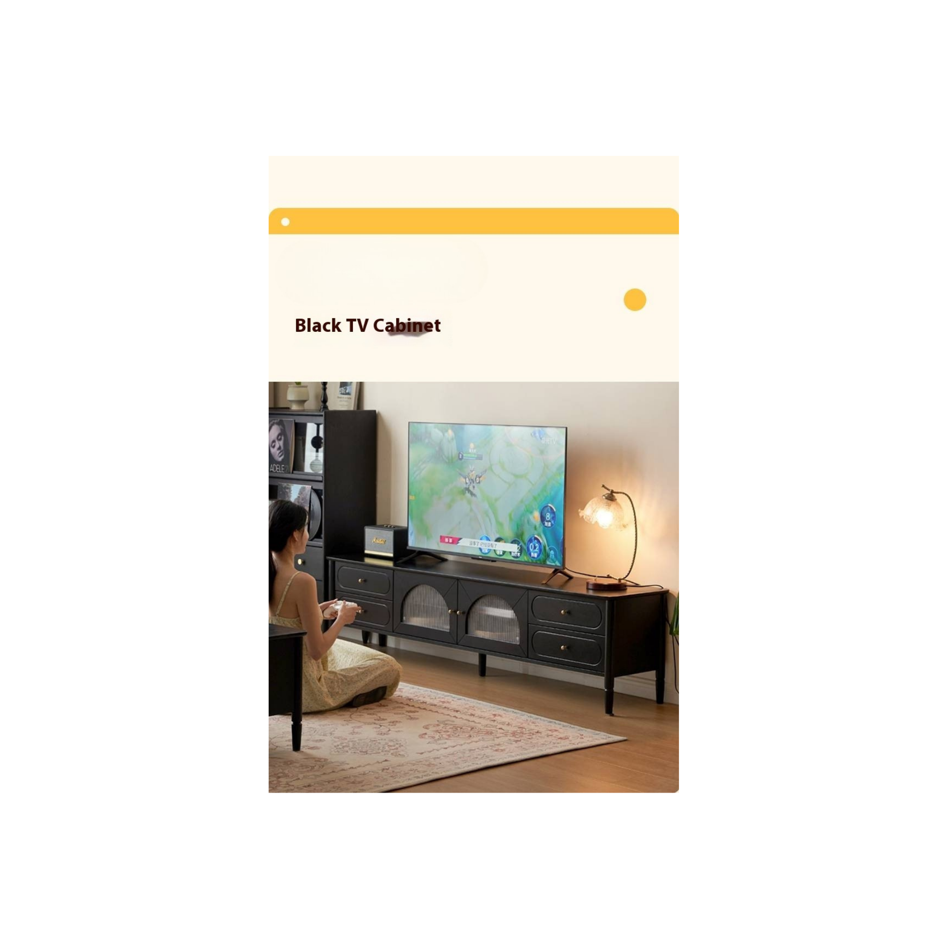 Solid Rubberwood, Oak Solid Wood Scandinavian TV Stand