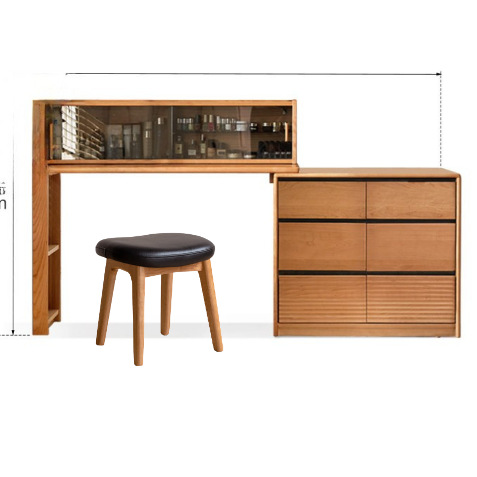 Сherry Solid Wood Retro Corner Vanity Table.