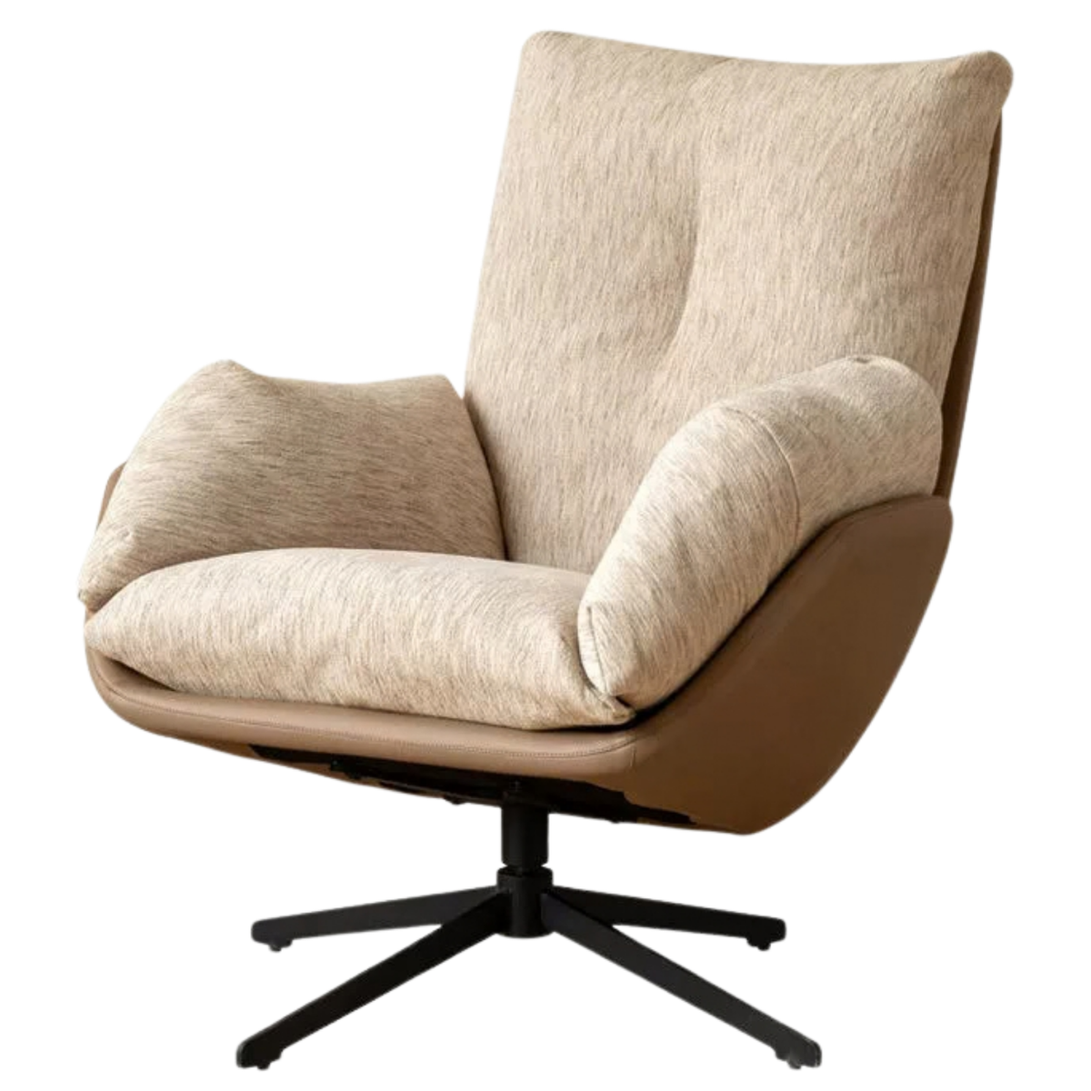 360° Swivel Lounge Chair with Removable Chenille Cushions and Optional Footrest