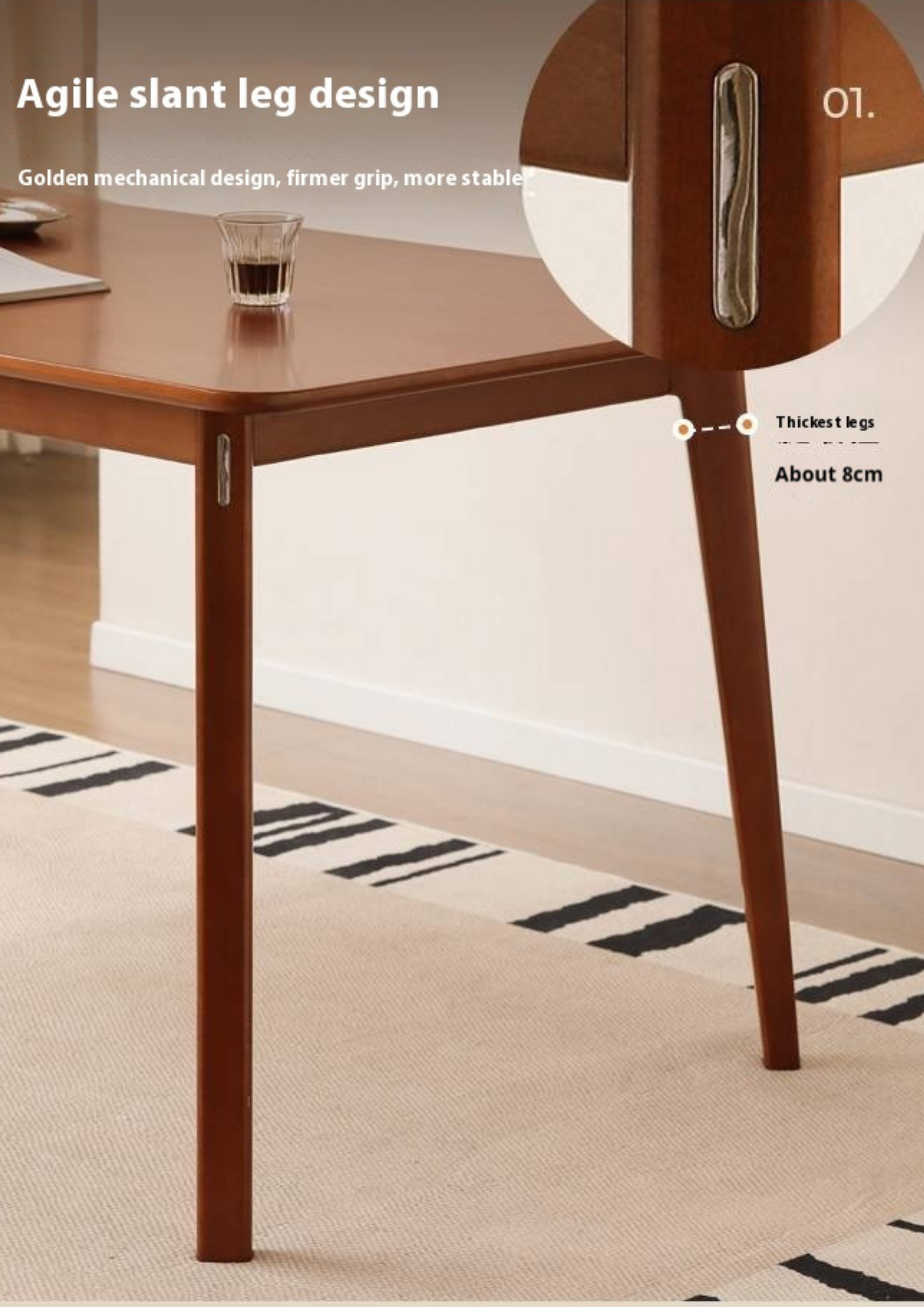 Tulipwood Solid Wood Retro Dining Table