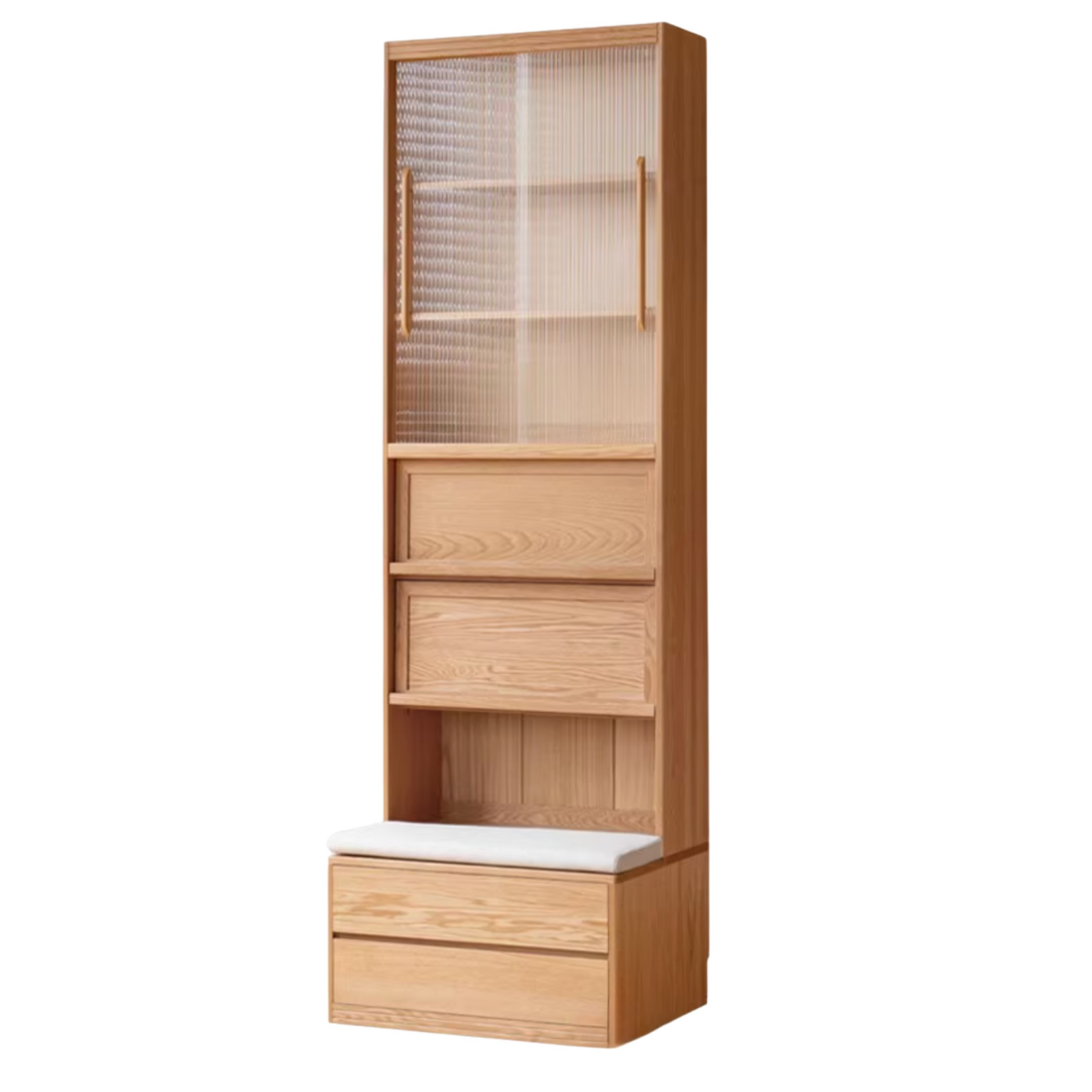 Ash, Oak Solid Wood Modern Combination Bookcase Integrated Card Seat