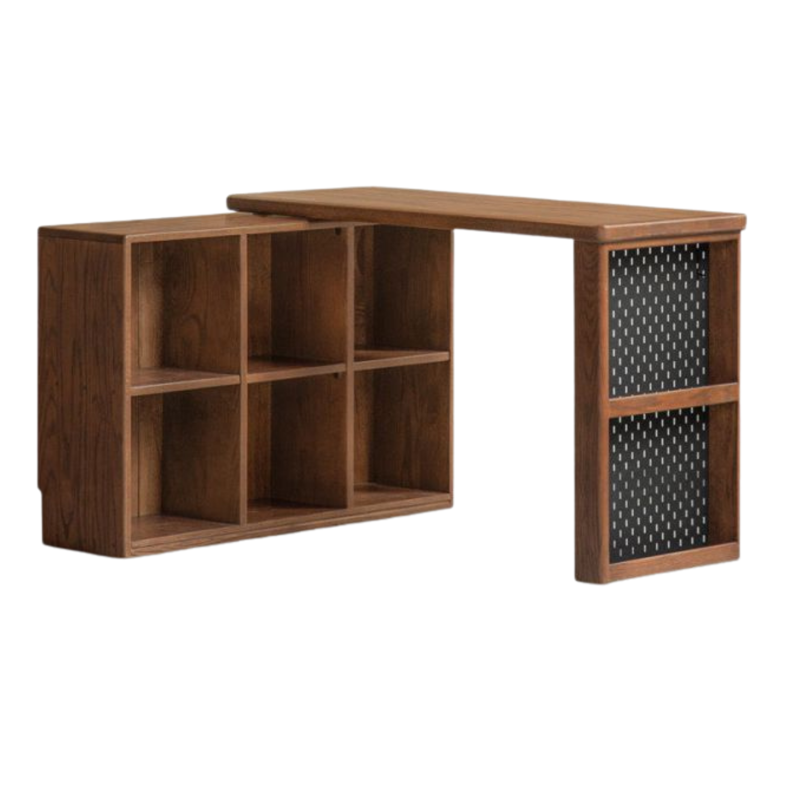 Solid Rubberwood, Oak Solid Wood Telescopic Corner Office Desk