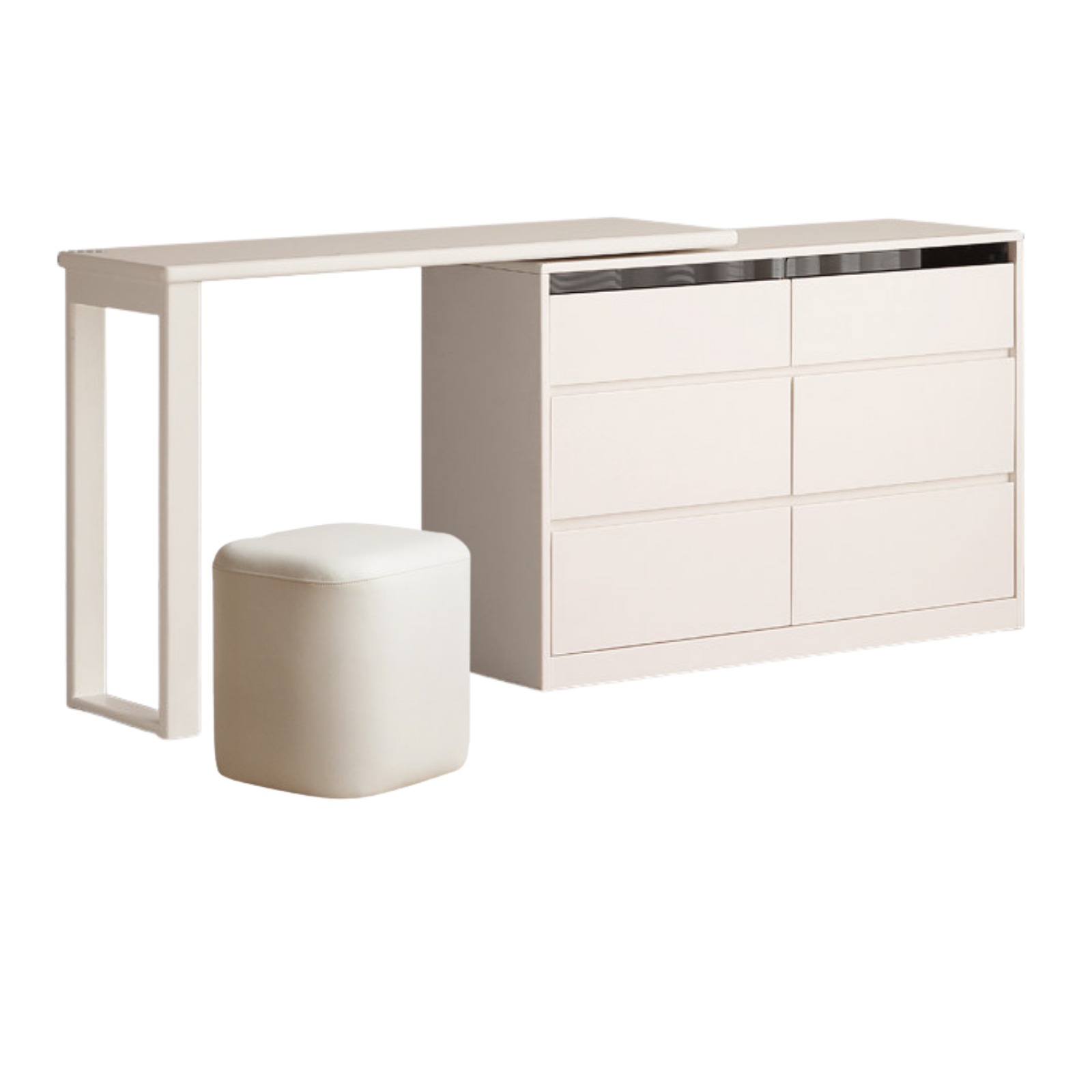 Solid Rubberwood White Cream Vanity Table