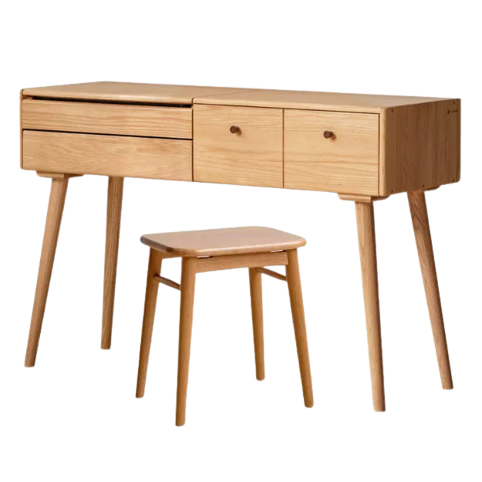 Oak Solid Wood, Solid RubberWood Vanity Table Mirror LED Touch Light.