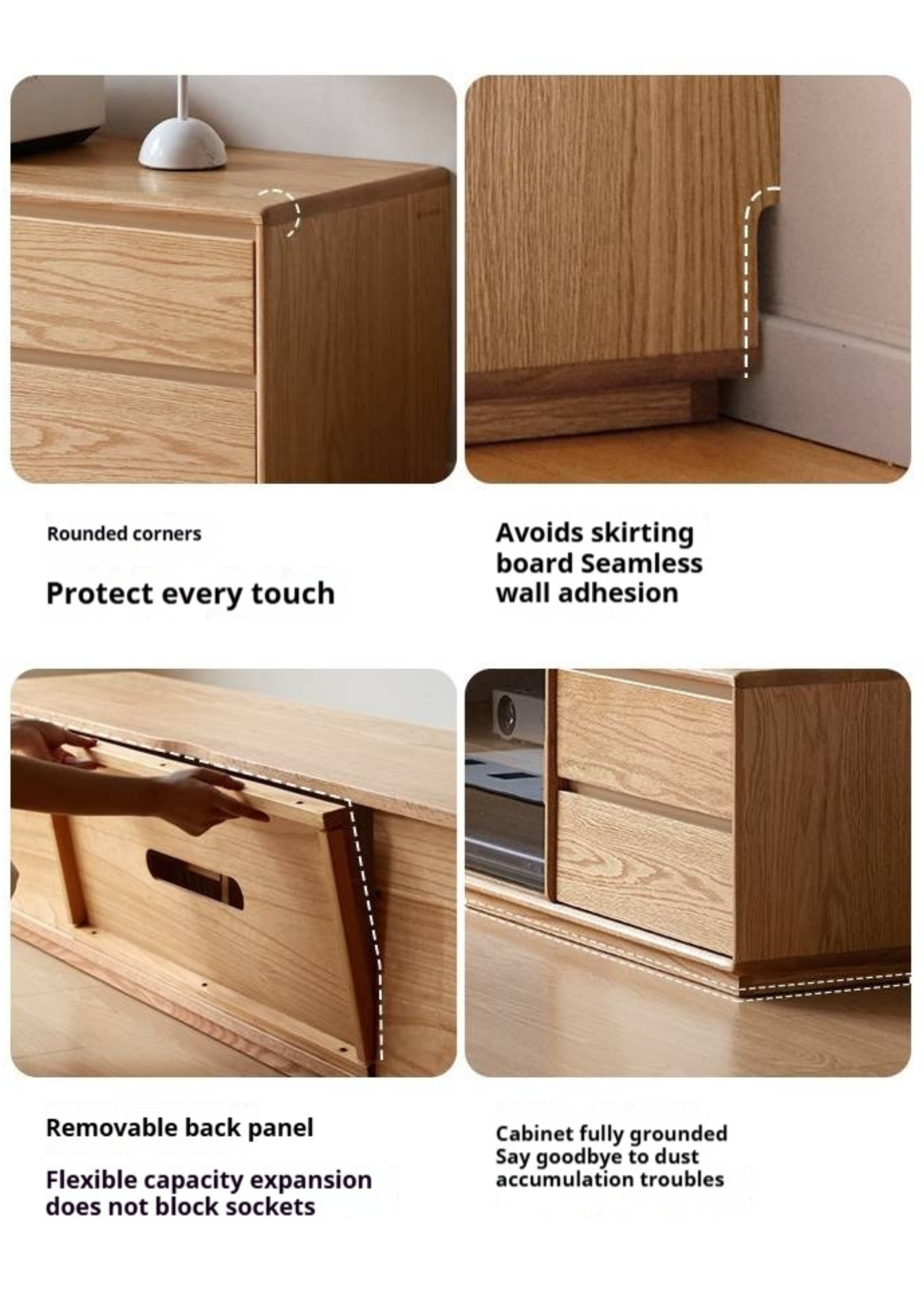 Oak Solid Wood Original Wood Style TV Cabinet