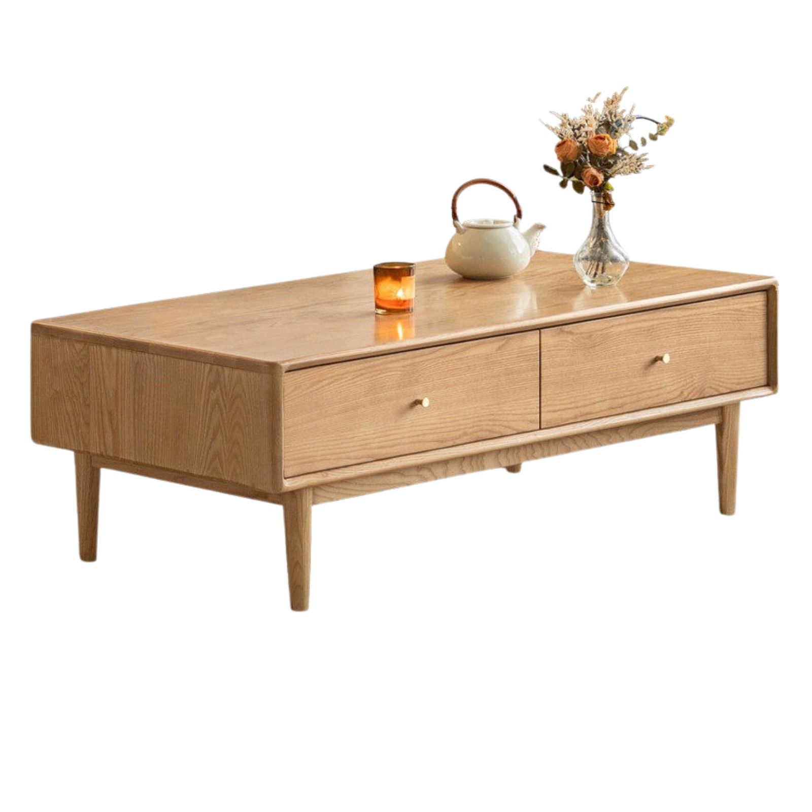 Ash Solid Wood Modern Rock Plate Coffee Table