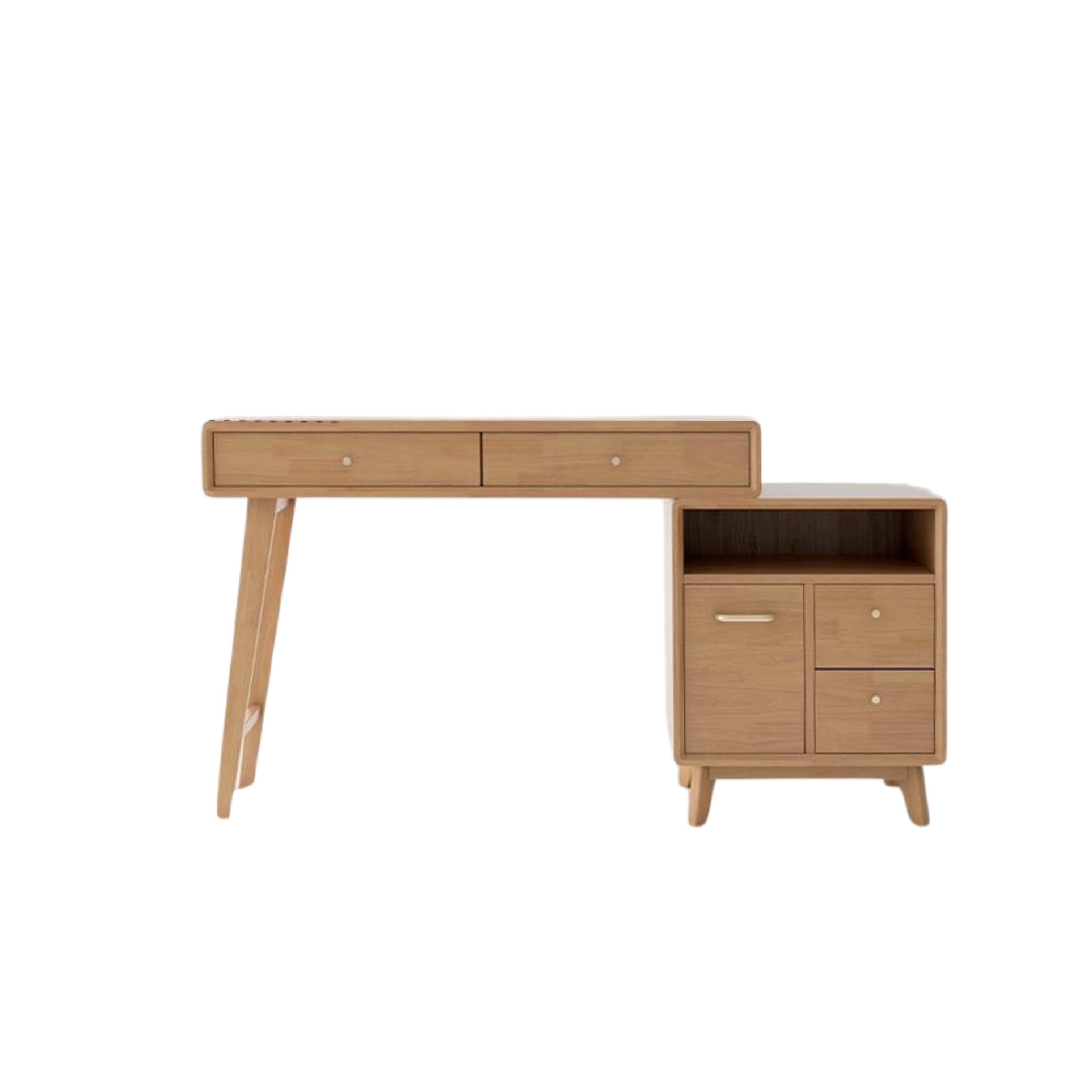 Oak, Rubberwood Solid Wood Vanity Table Telescopic.