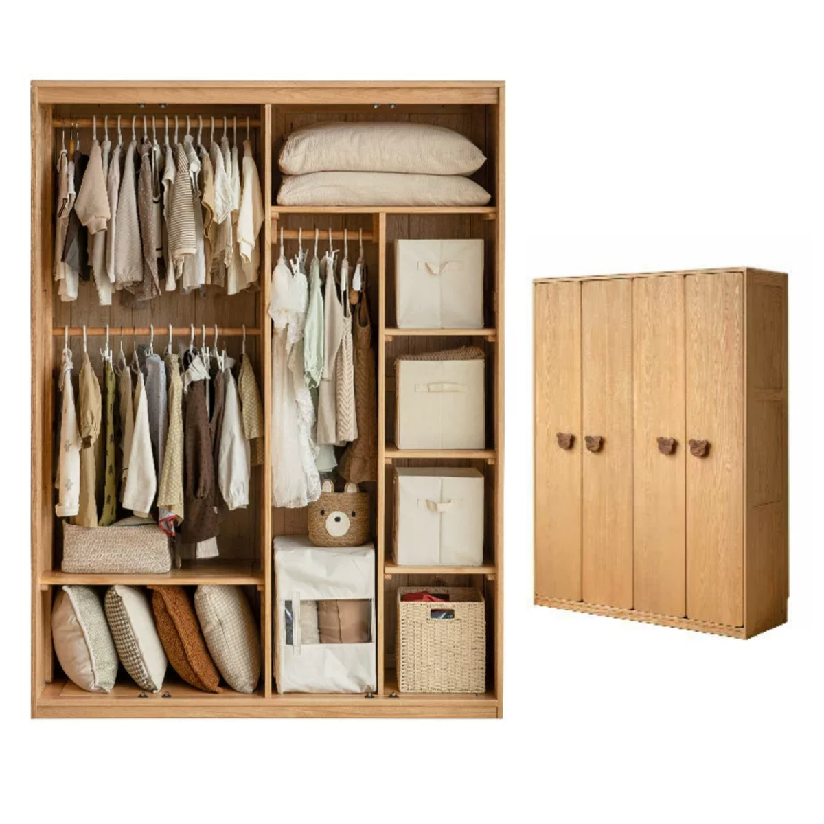 Oak Solid Wood Kids Wardrobe