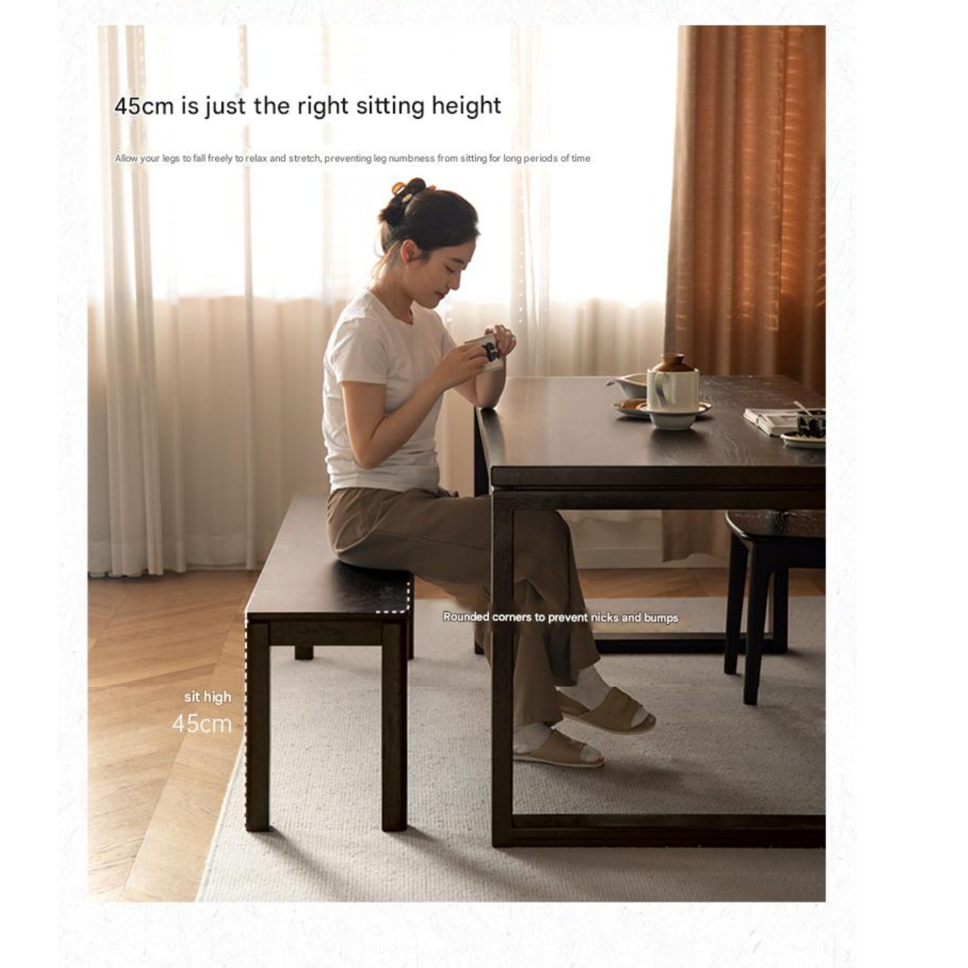 Oak Solid Wood American Modern Bench