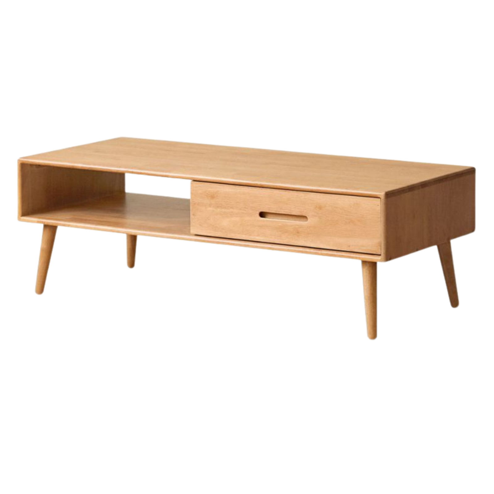 Solid RubberWood Coffee Table with Storage and Modern Aesthetic