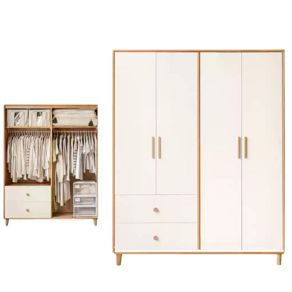 Oak Solid Wood Modern Wardrobe