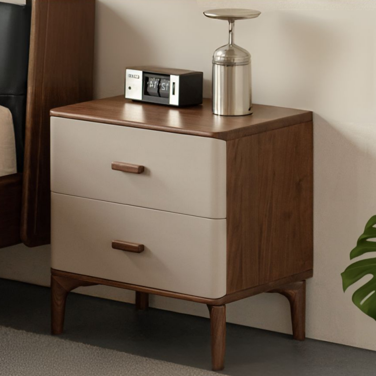 Black Walnut Solid Wood Italian Light Luxury Nightstand