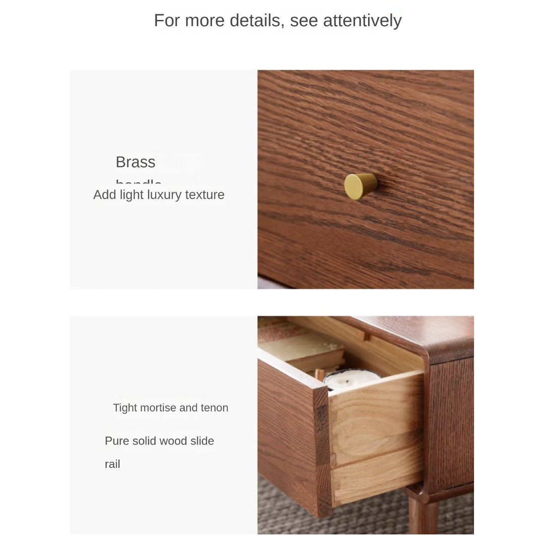 Oak Solid Wood Double-Sided Four-Drawer Coffee Table