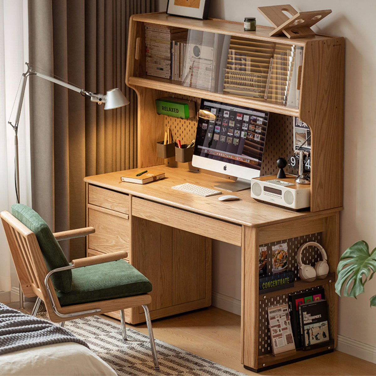 Solid Wood Desk Study Modern Simple Computer Desk Home Office Desk Oak ...