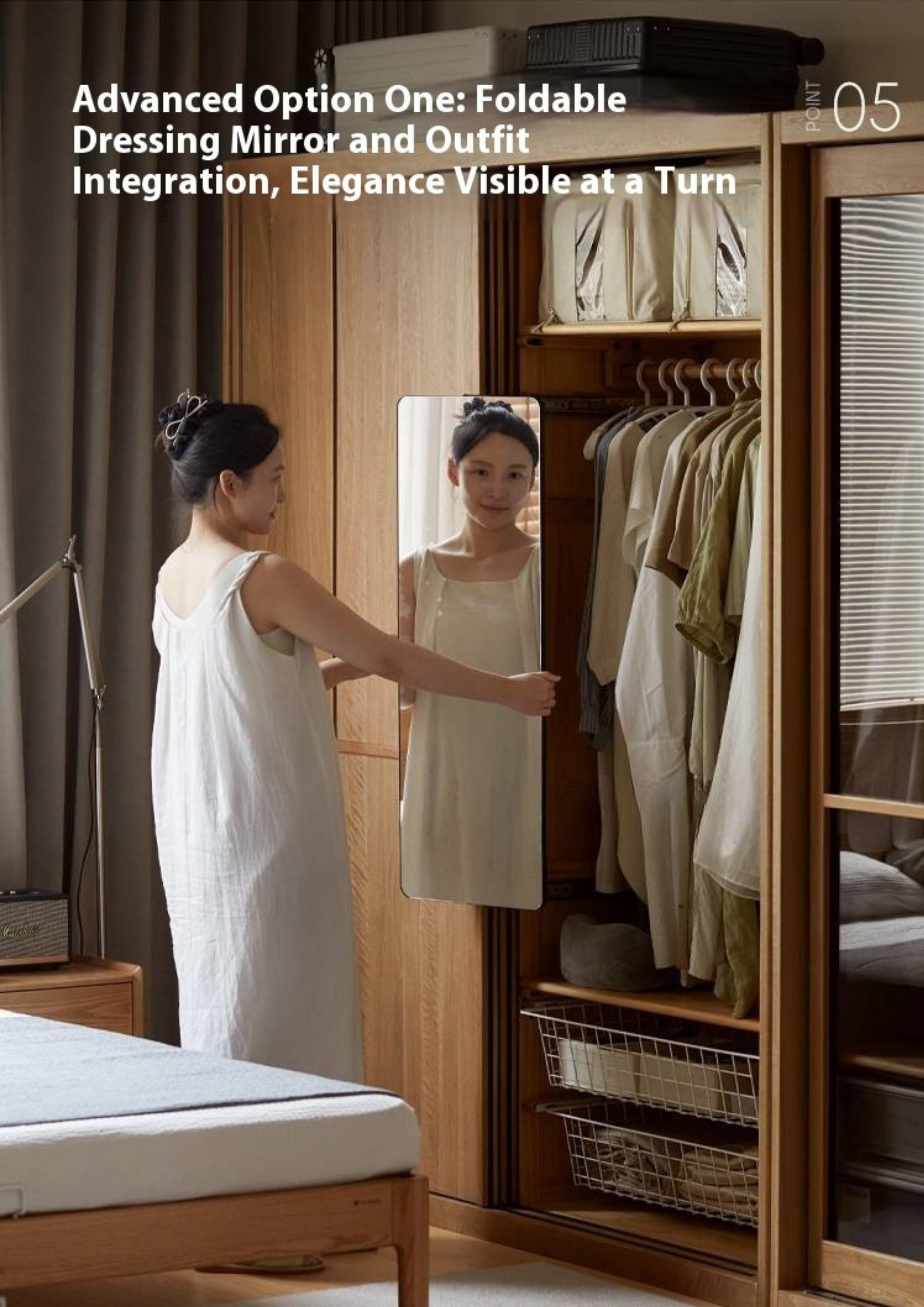 Oak Solid Wood Modern Double Door Wardrobe