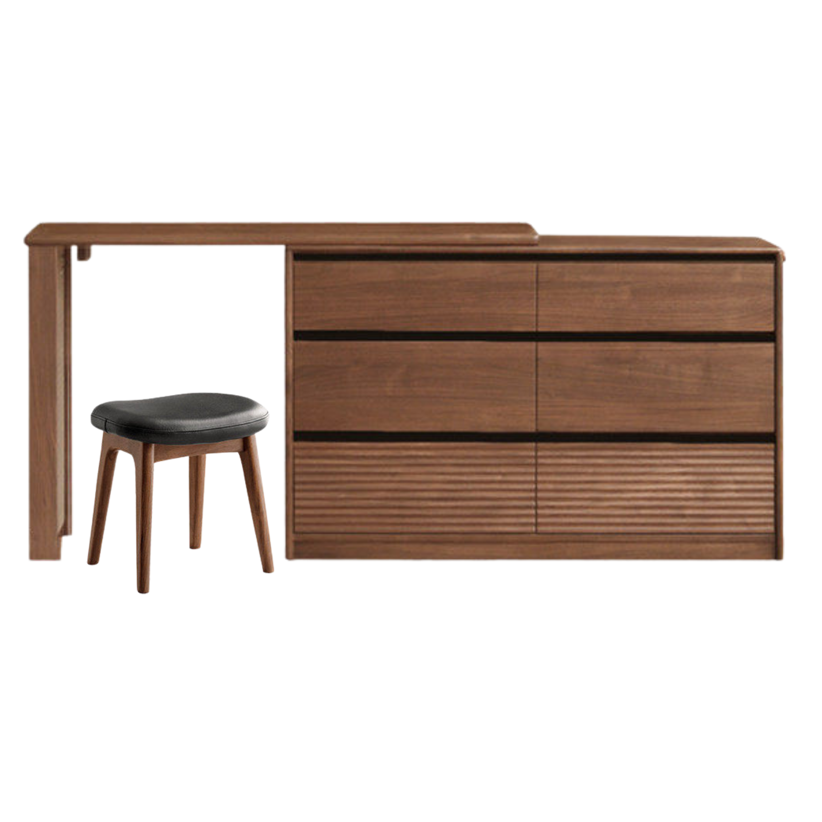 Black Walnut, Sandawood Light Luxury Retractable Vanity Table.