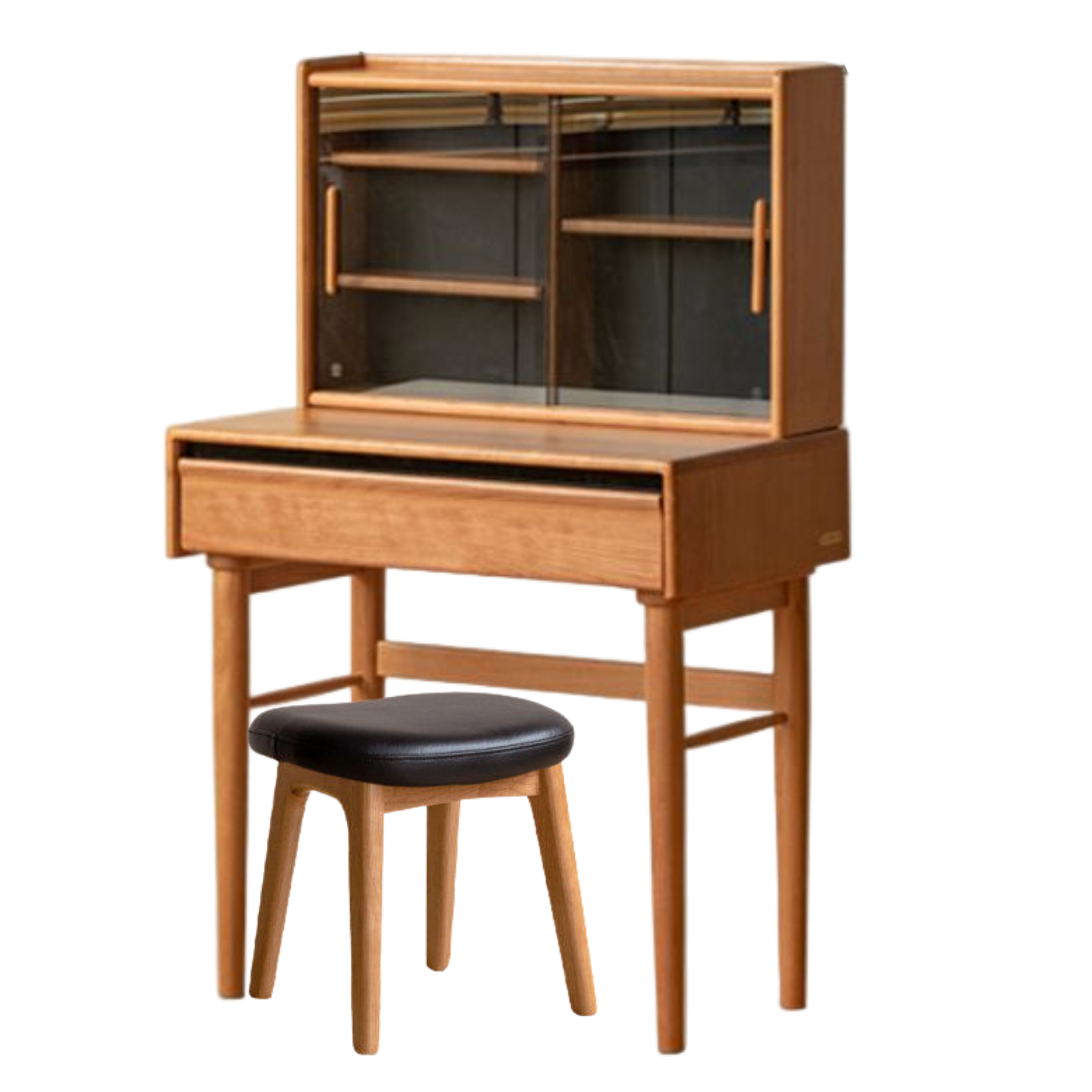 Cherry Solid Wood Retro Skeleton Line Vanity Table