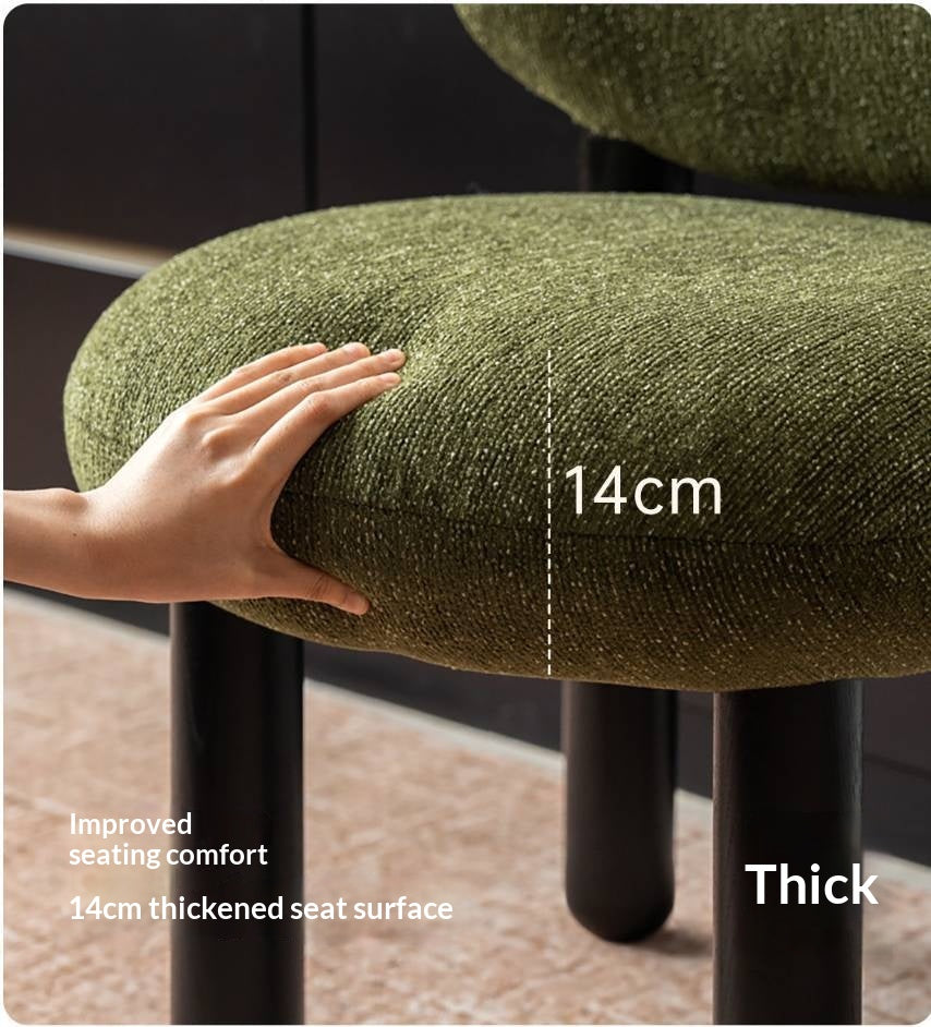 Ash Solid Wood Pebble Chenille Accent Chair with Cylindrical Legs