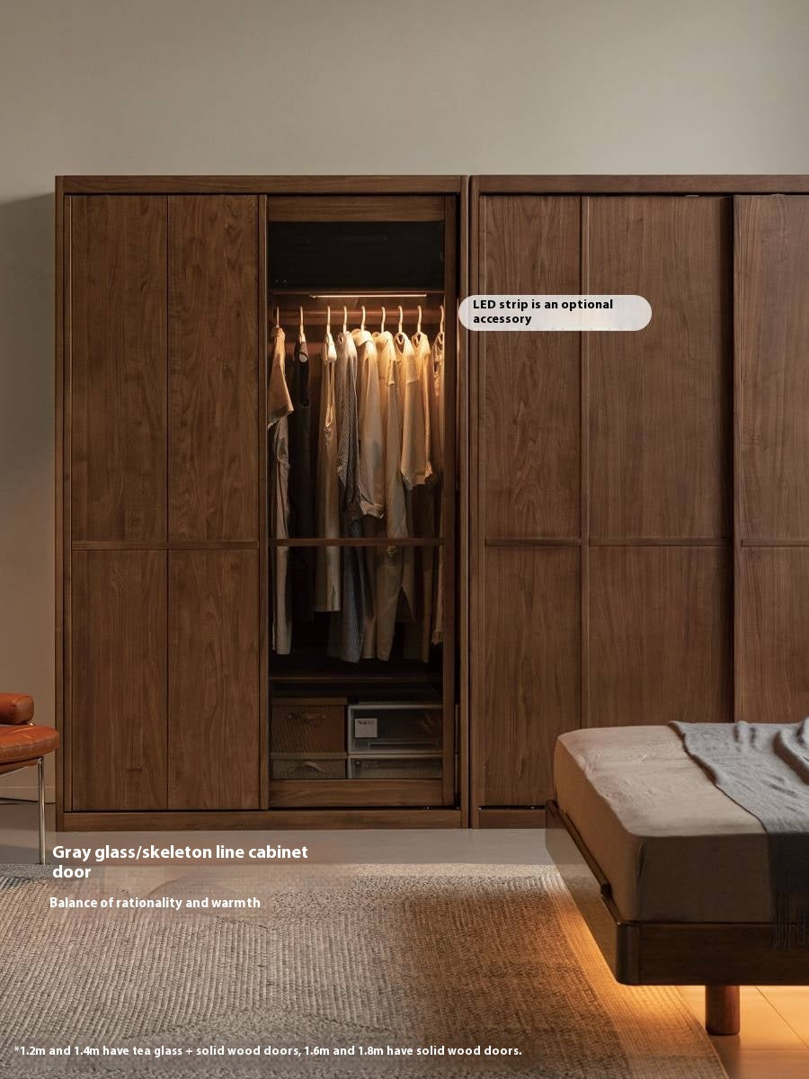 Black Walnut Solid Wood Italian Luxury Sliding Door Wardrobe