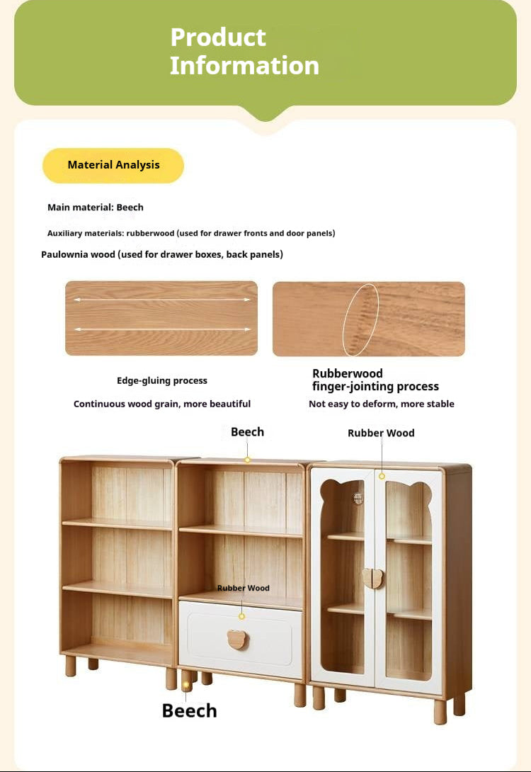 Beech Solid Wood Children's Bookshelf
