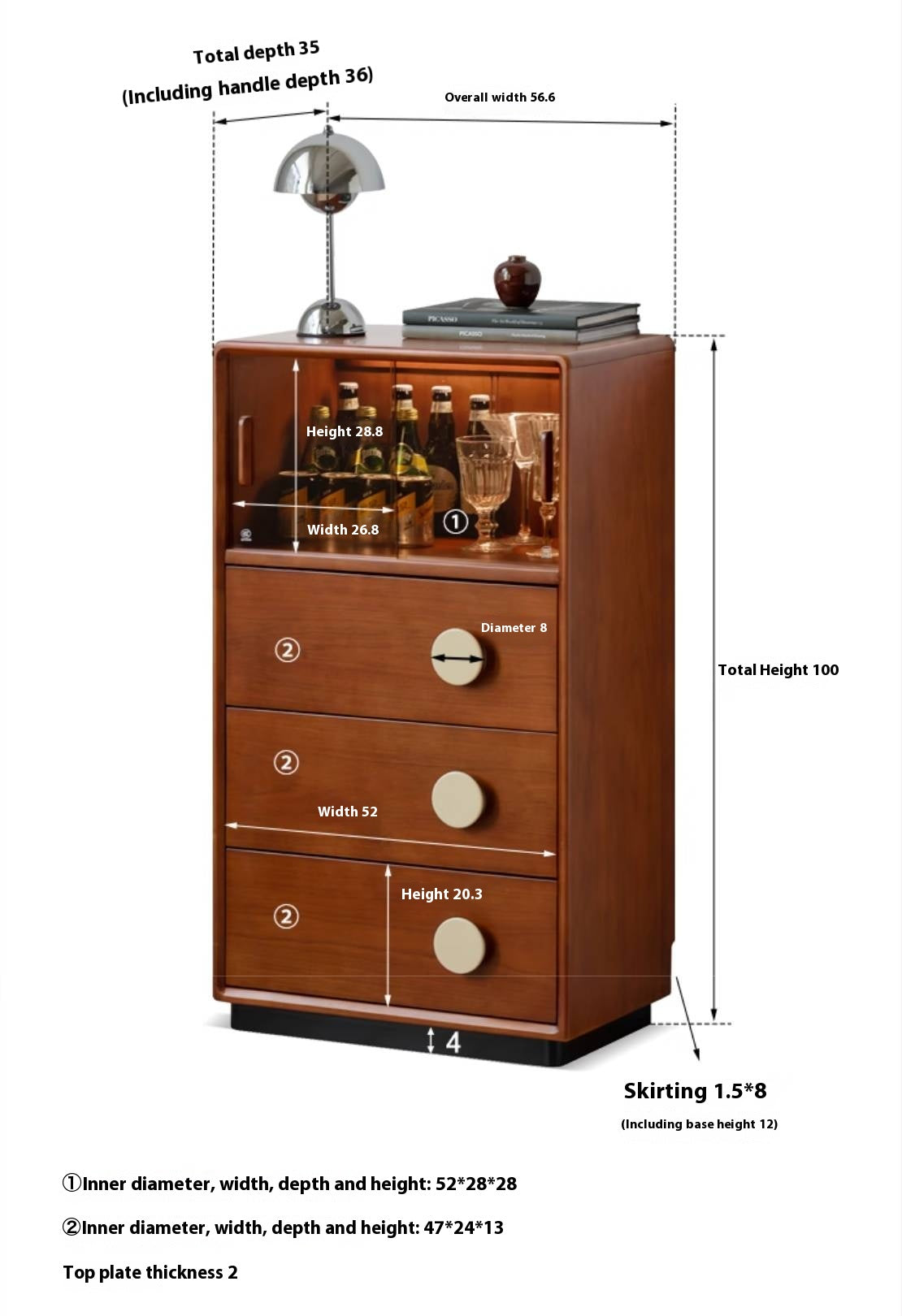 Poplar Solid Wood Middle Ages Side Cabinet.