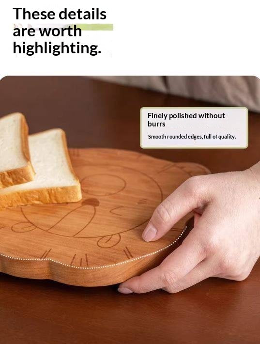 Cherry Solid Wood Pet-Shaped Cutting Board and Baby Food Plate